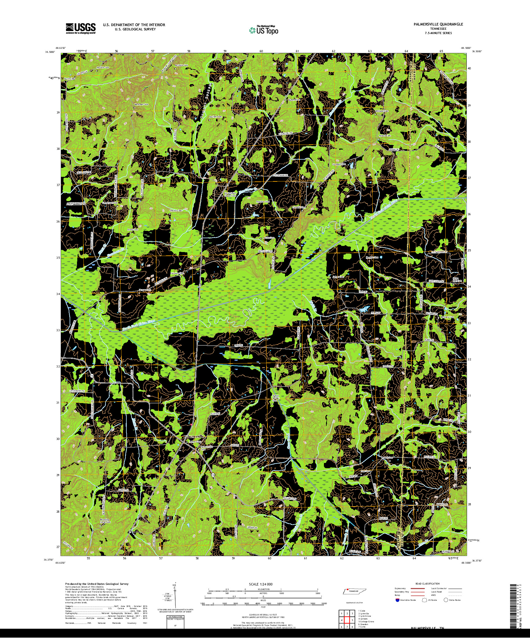 USGS US TOPO 7.5-MINUTE MAP FOR PALMERSVILLE, TN 2019