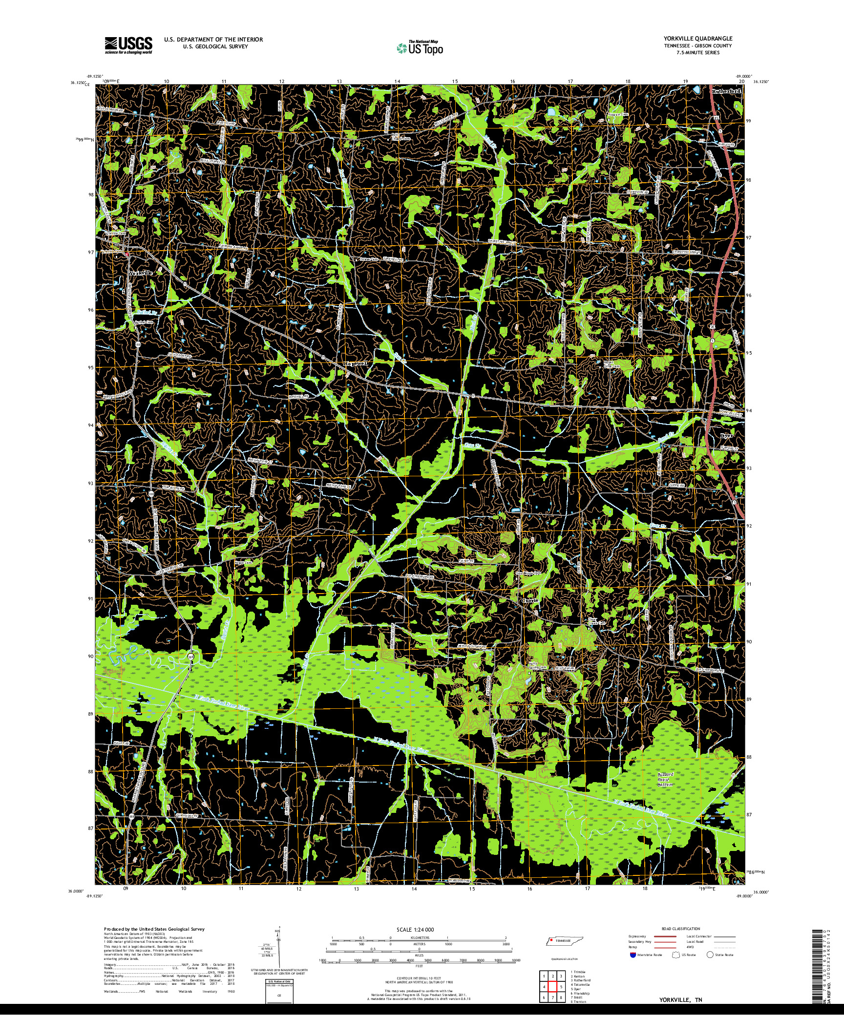 USGS US TOPO 7.5-MINUTE MAP FOR YORKVILLE, TN 2019