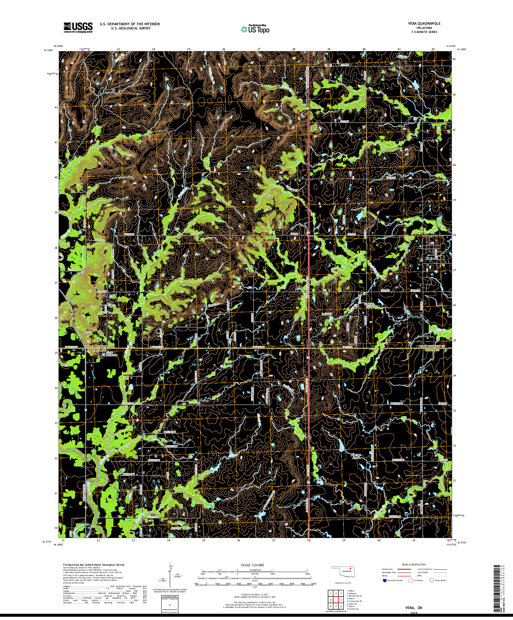 USGS US TOPO 7.5-MINUTE MAP FOR VERA, OK 2019