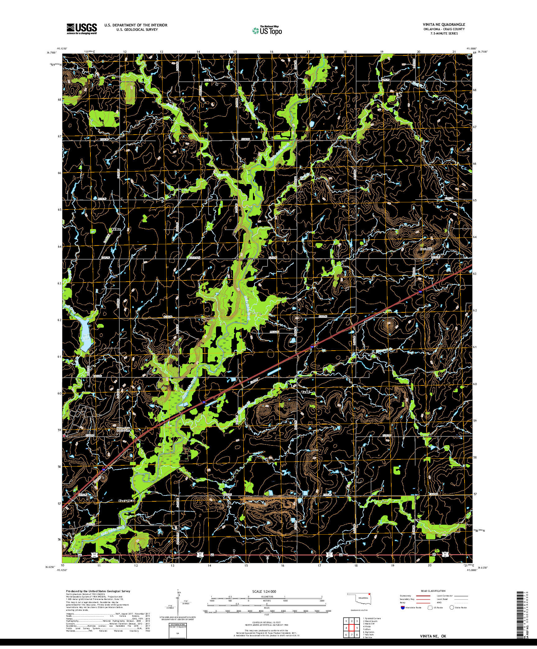 USGS US TOPO 7.5-MINUTE MAP FOR VINITA NE, OK 2019