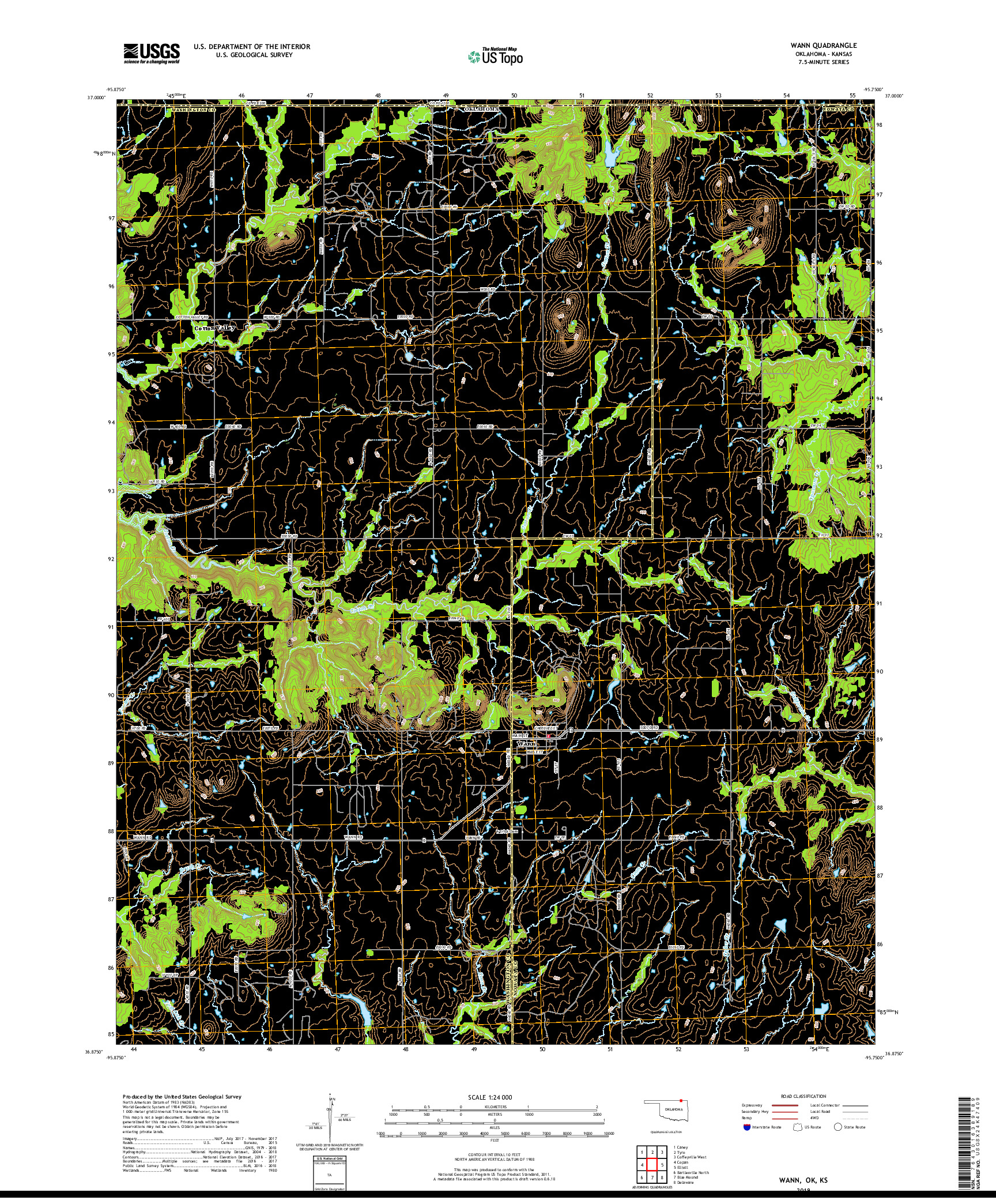 USGS US TOPO 7.5-MINUTE MAP FOR WANN, OK,KS 2019