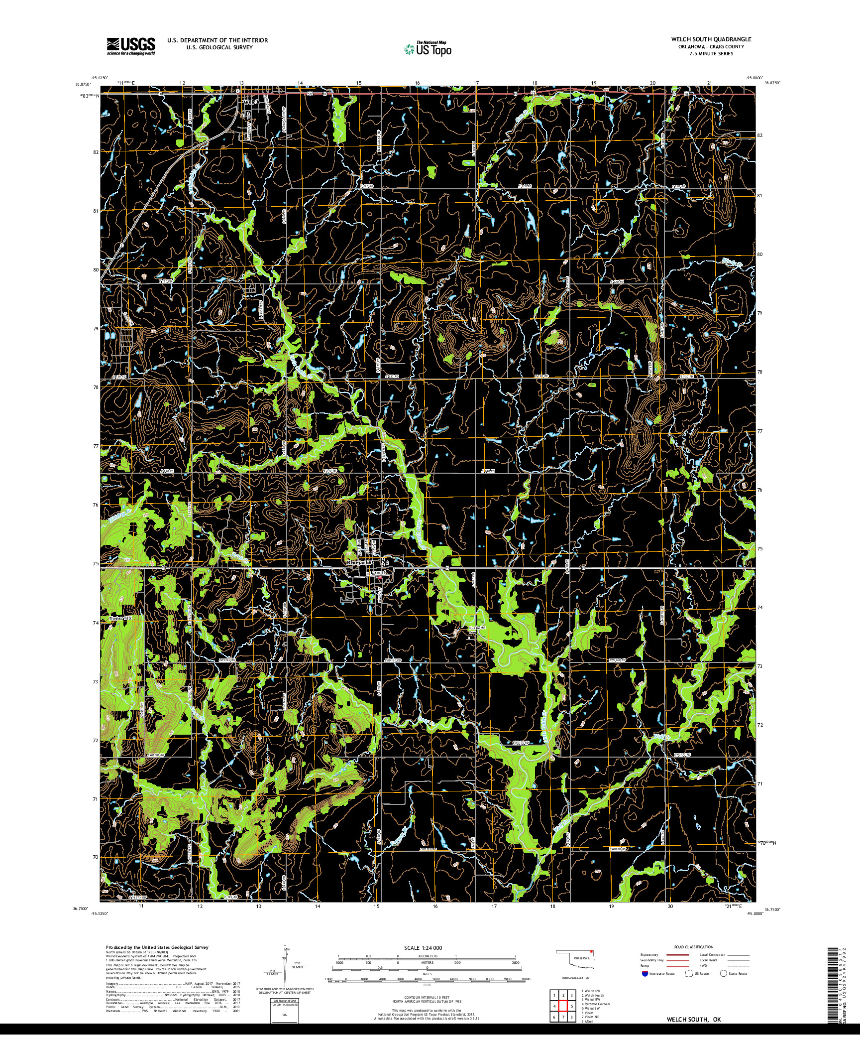 USGS US TOPO 7.5-MINUTE MAP FOR WELCH SOUTH, OK 2019