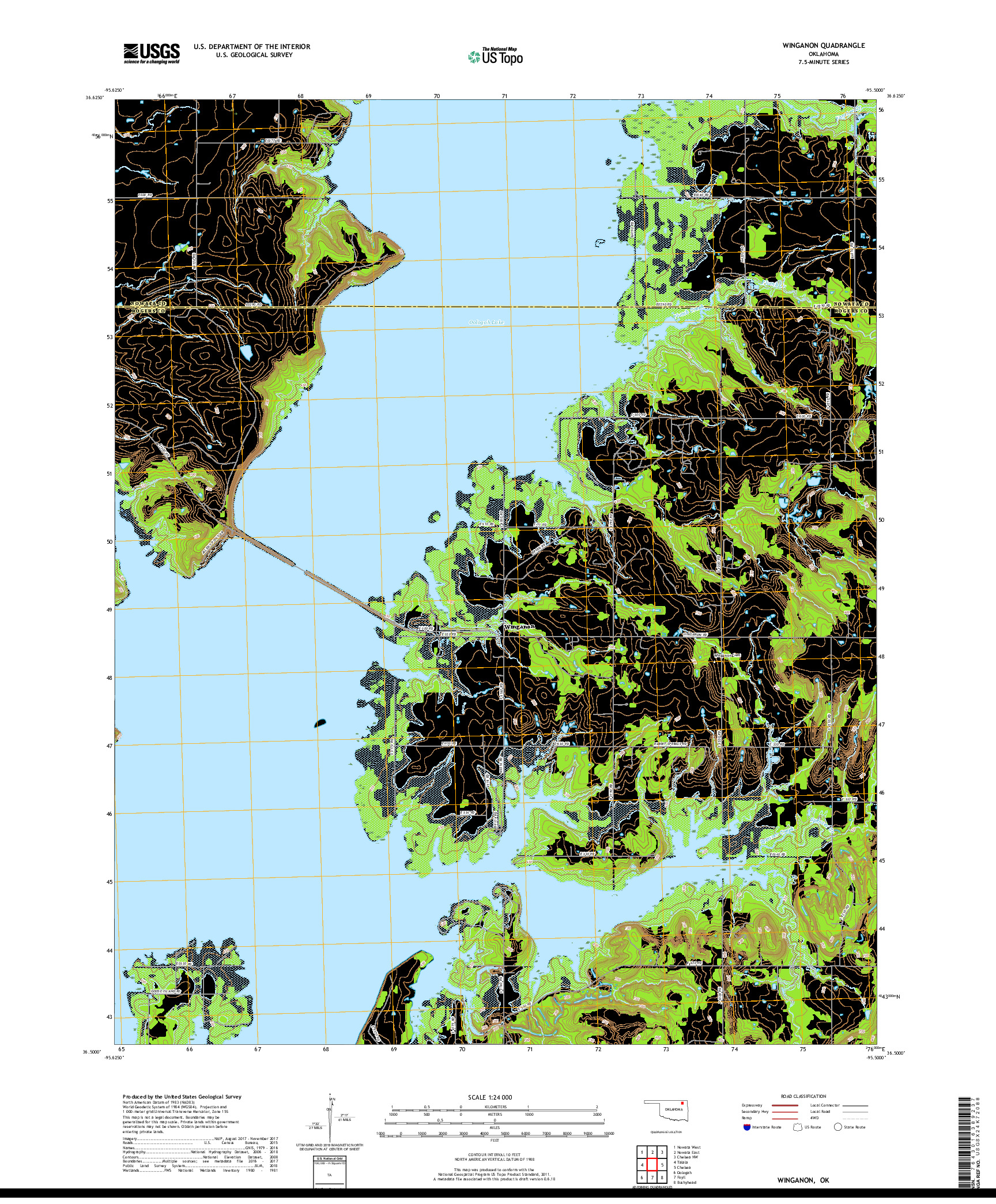 USGS US TOPO 7.5-MINUTE MAP FOR WINGANON, OK 2019