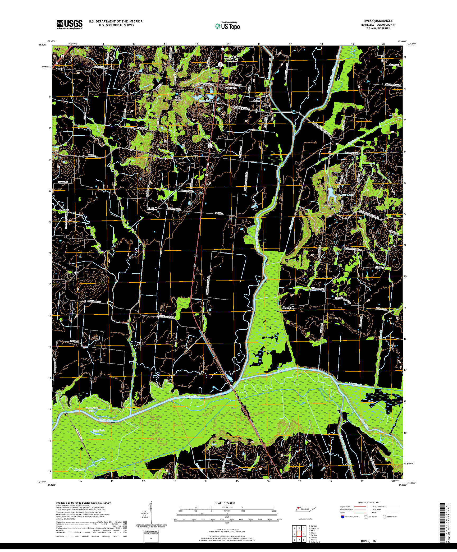 USGS US TOPO 7.5-MINUTE MAP FOR RIVES, TN 2019
