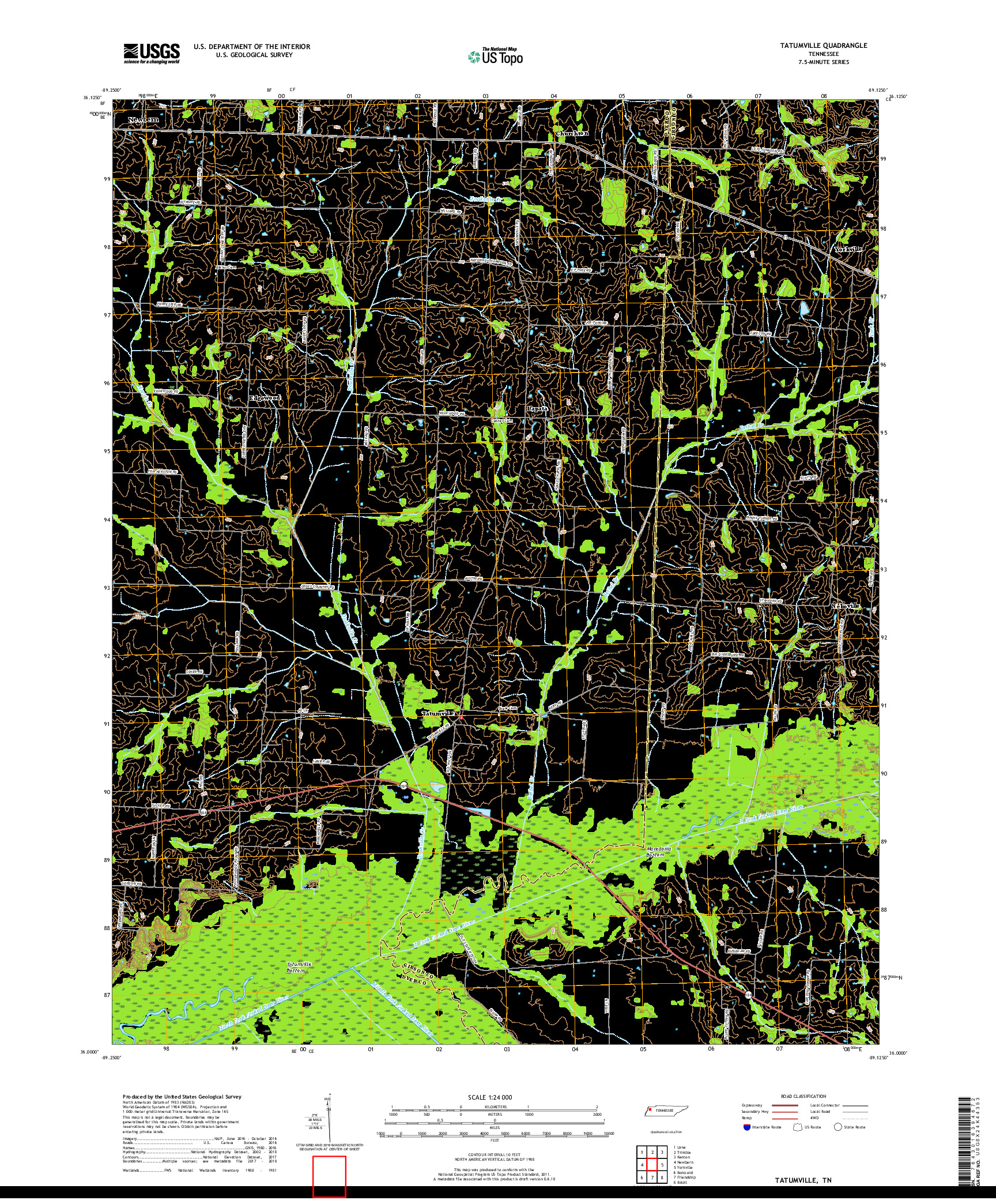 USGS US TOPO 7.5-MINUTE MAP FOR TATUMVILLE, TN 2019