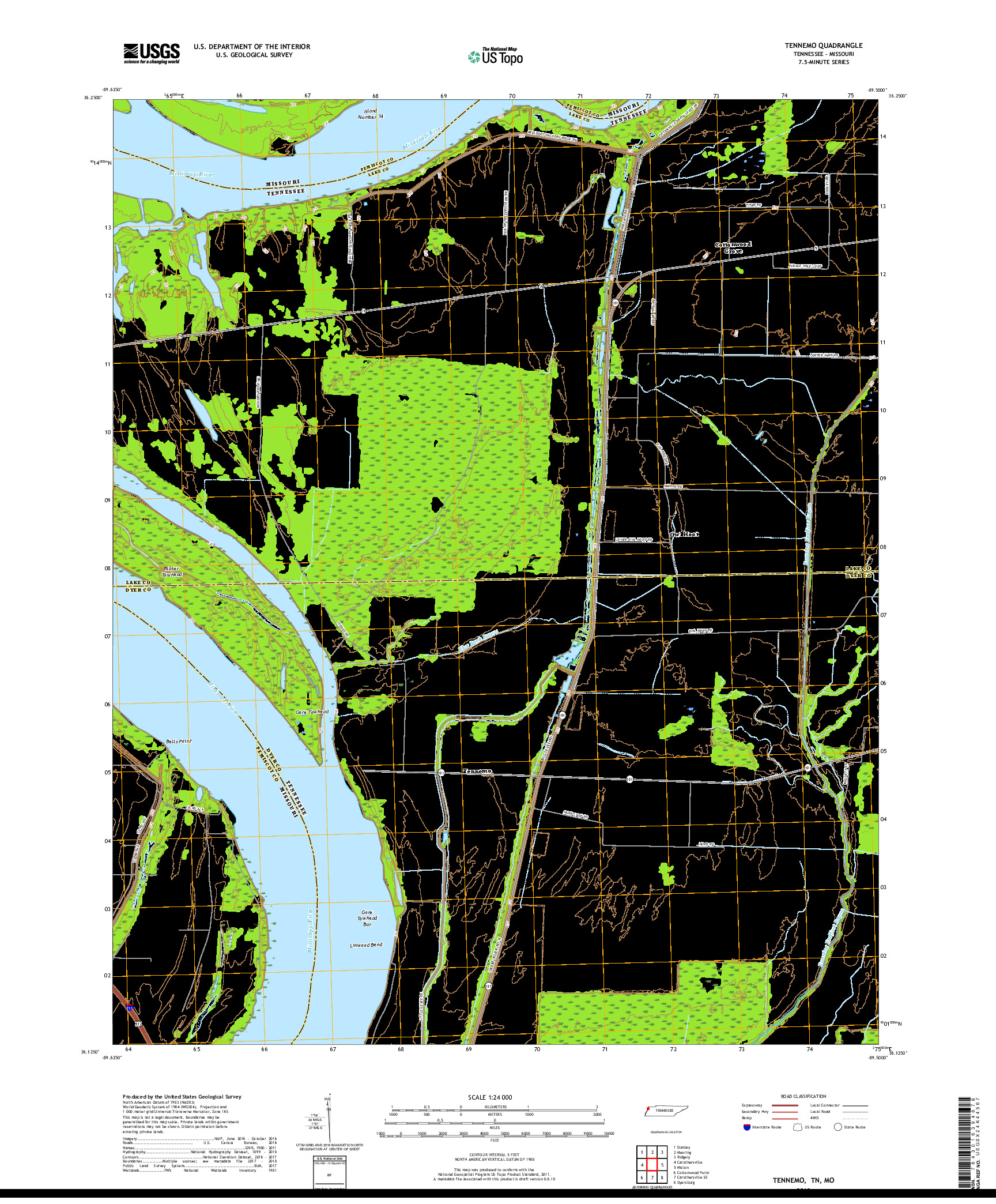 USGS US TOPO 7.5-MINUTE MAP FOR TENNEMO, TN,MO 2019