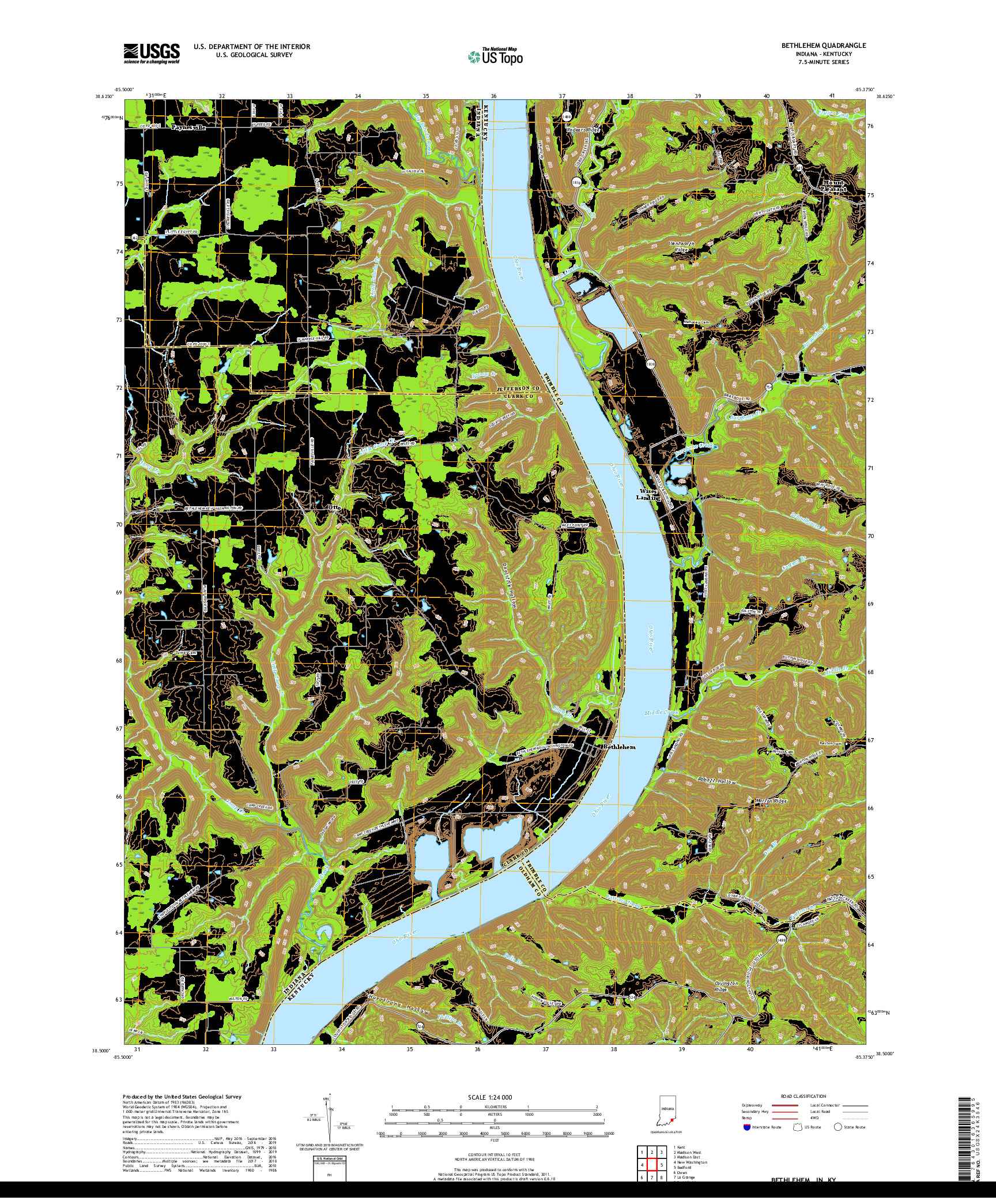 USGS US TOPO 7.5-MINUTE MAP FOR BETHLEHEM, IN,KY 2019
