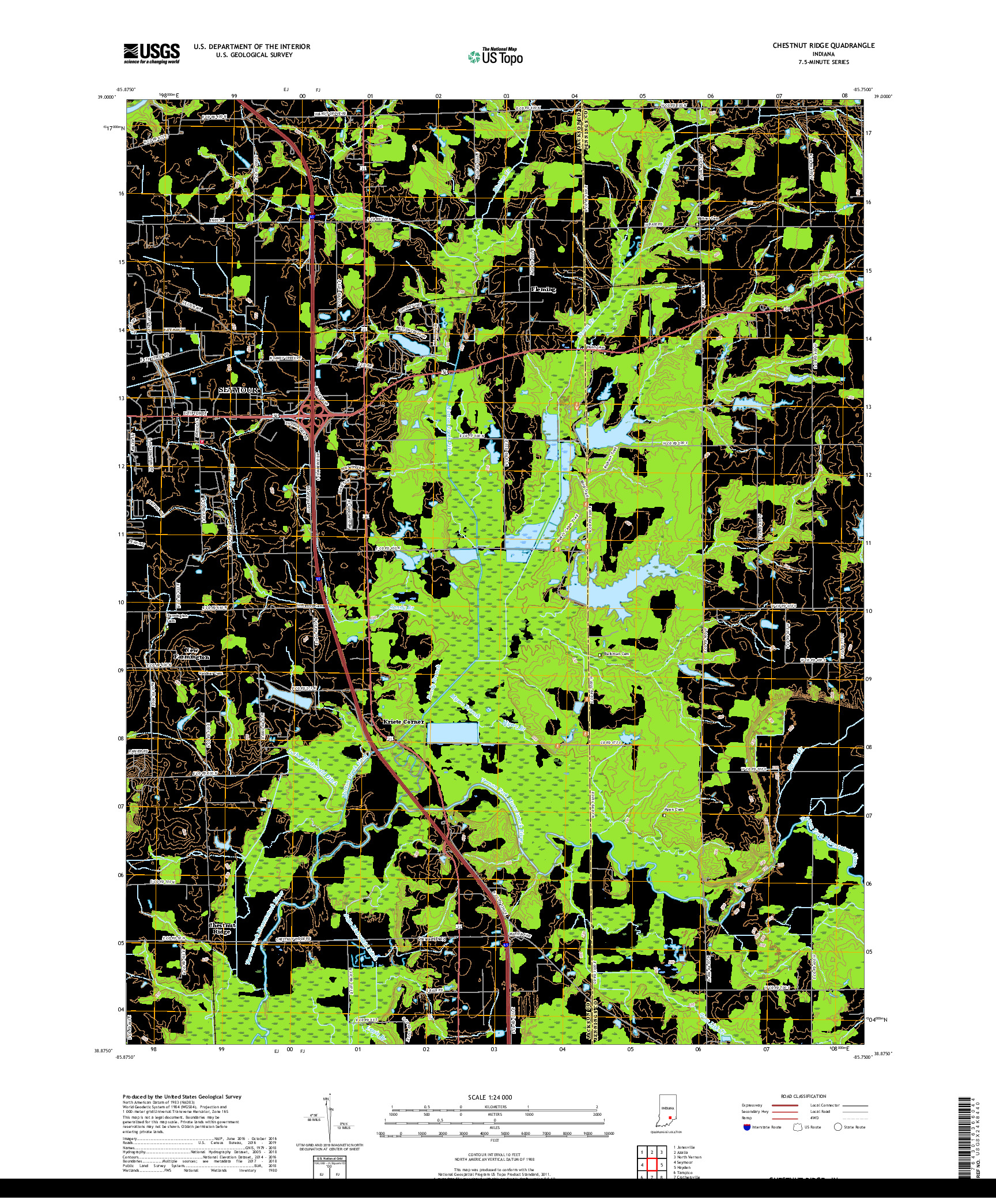 USGS US TOPO 7.5-MINUTE MAP FOR CHESTNUT RIDGE, IN 2019