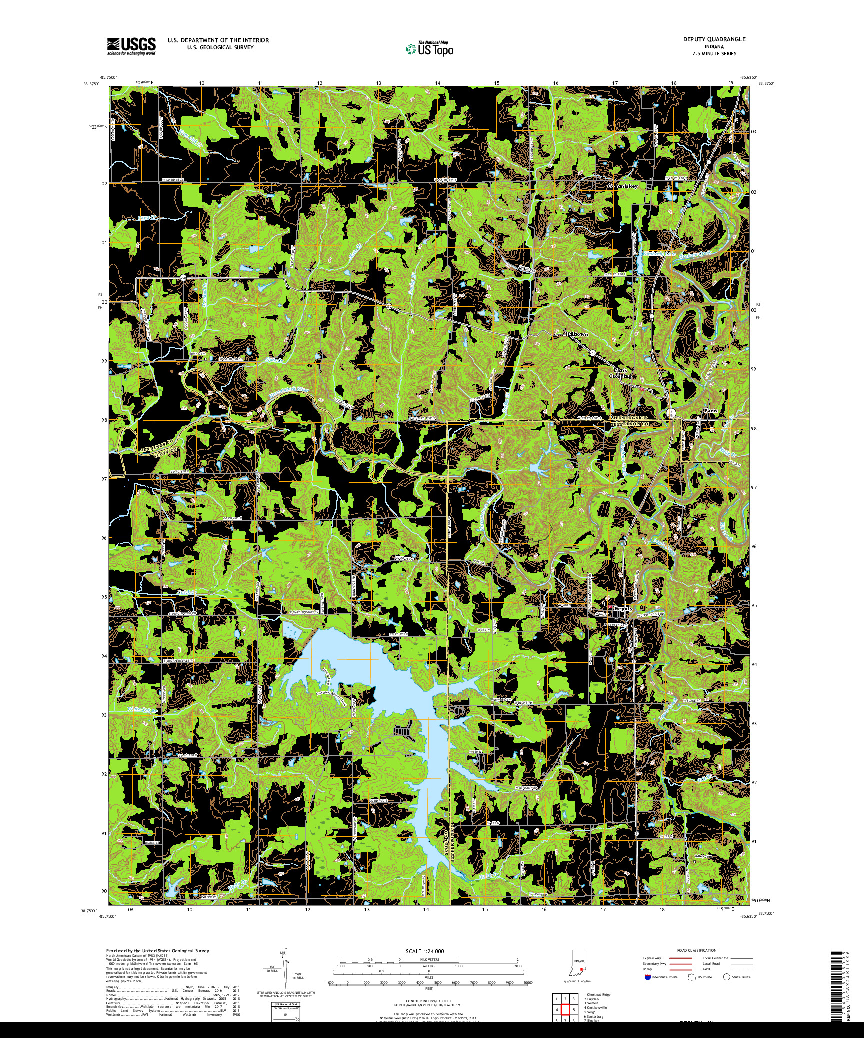 USGS US TOPO 7.5-MINUTE MAP FOR DEPUTY, IN 2019