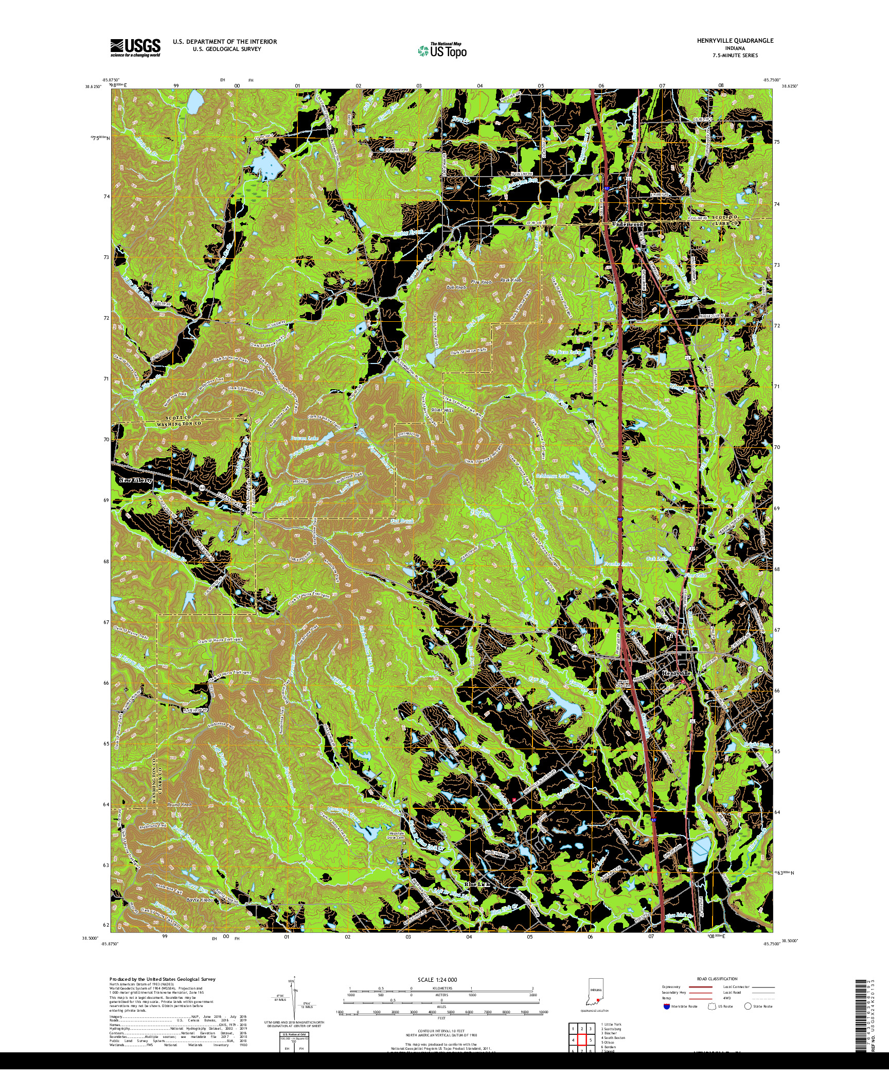 USGS US TOPO 7.5-MINUTE MAP FOR HENRYVILLE, IN 2019