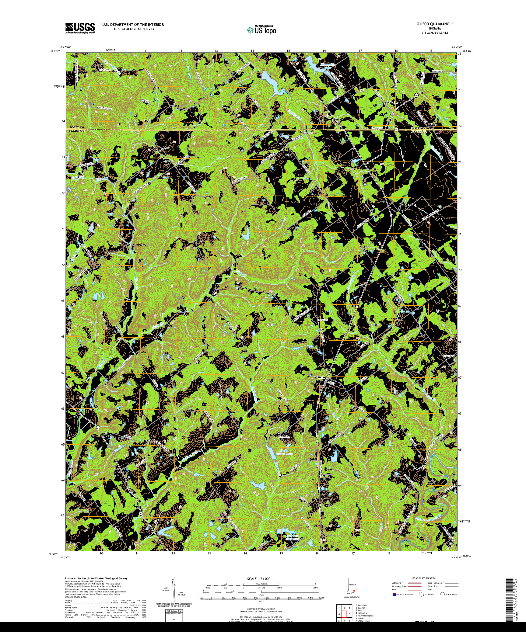 USGS US TOPO 7.5-MINUTE MAP FOR OTISCO, IN 2019