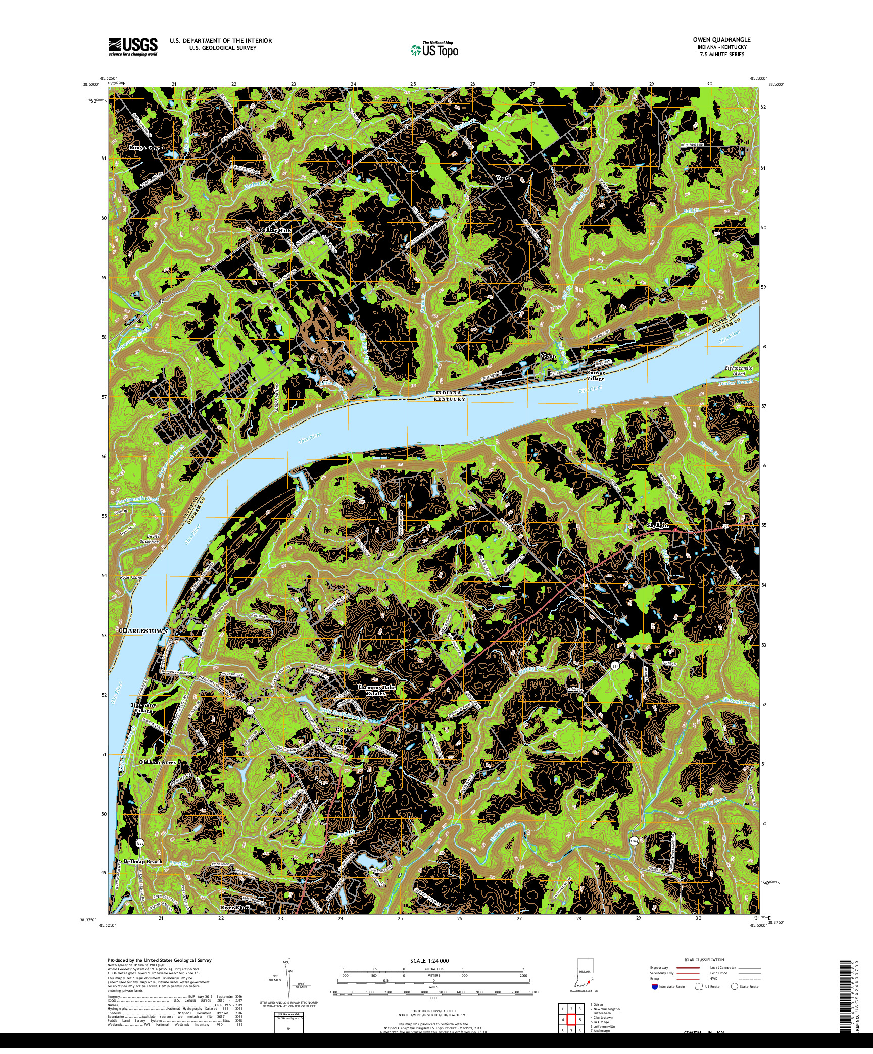 USGS US TOPO 7.5-MINUTE MAP FOR OWEN, IN,KY 2019