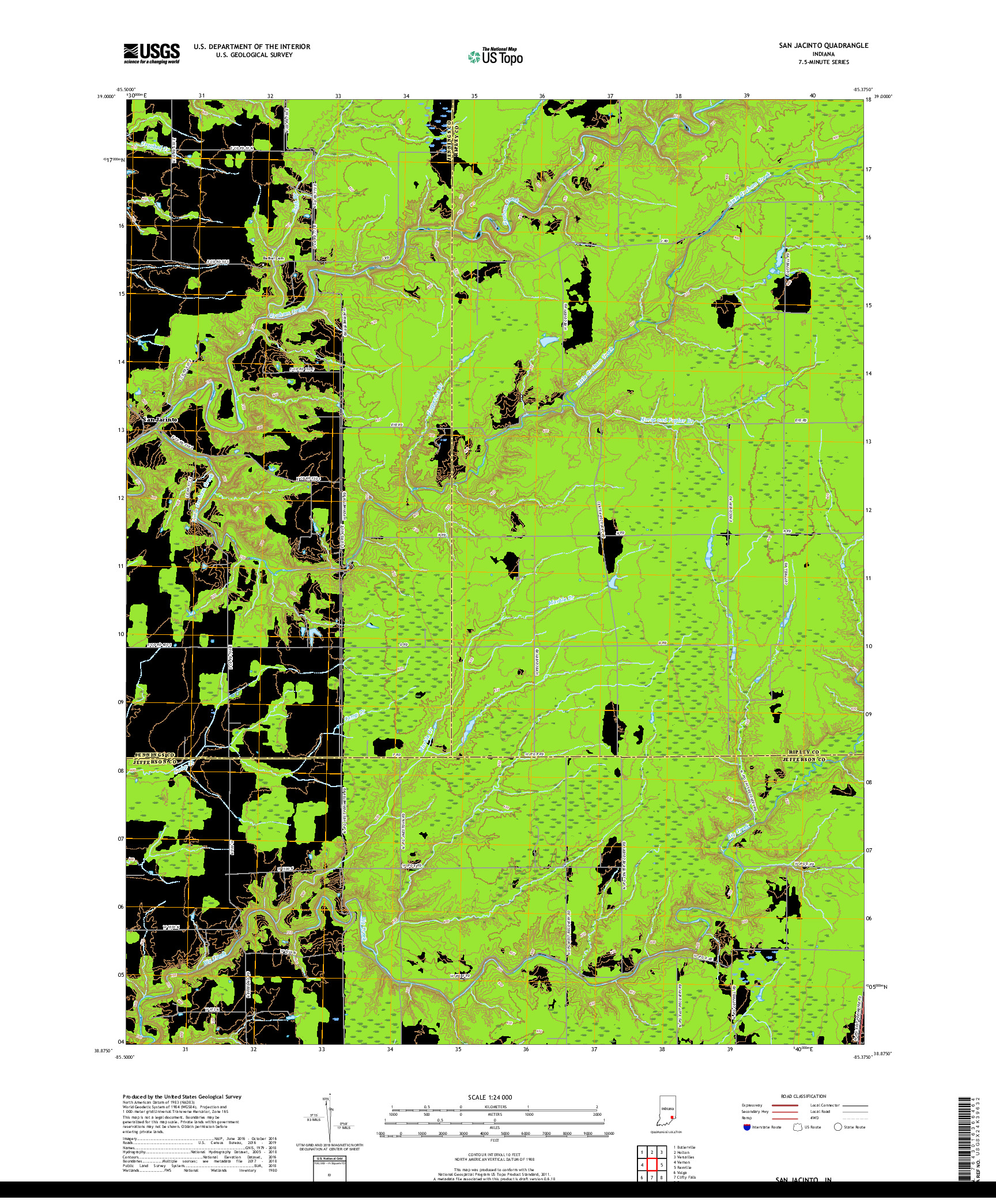 USGS US TOPO 7.5-MINUTE MAP FOR SAN JACINTO, IN 2019