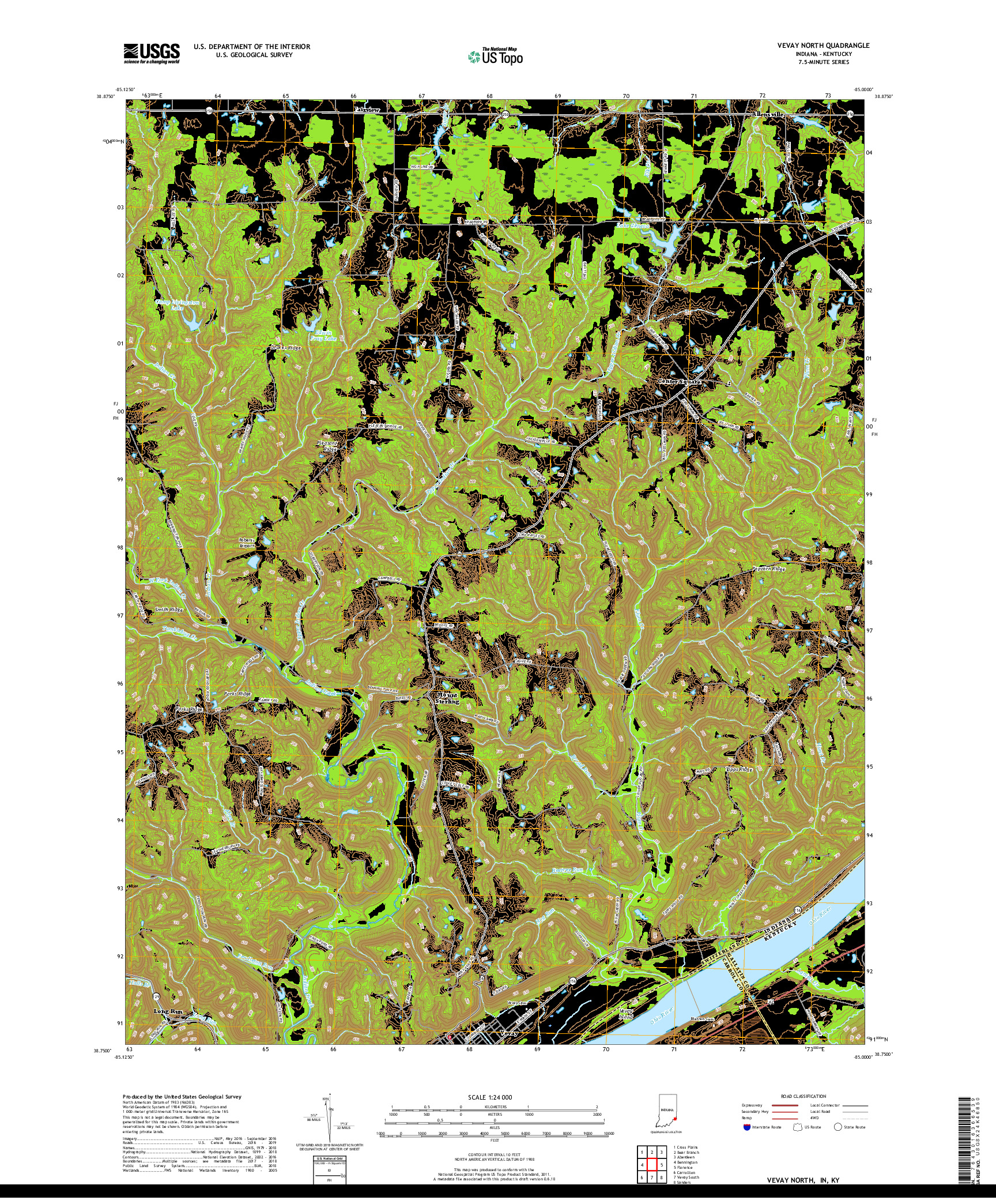 USGS US TOPO 7.5-MINUTE MAP FOR VEVAY NORTH, IN,KY 2019