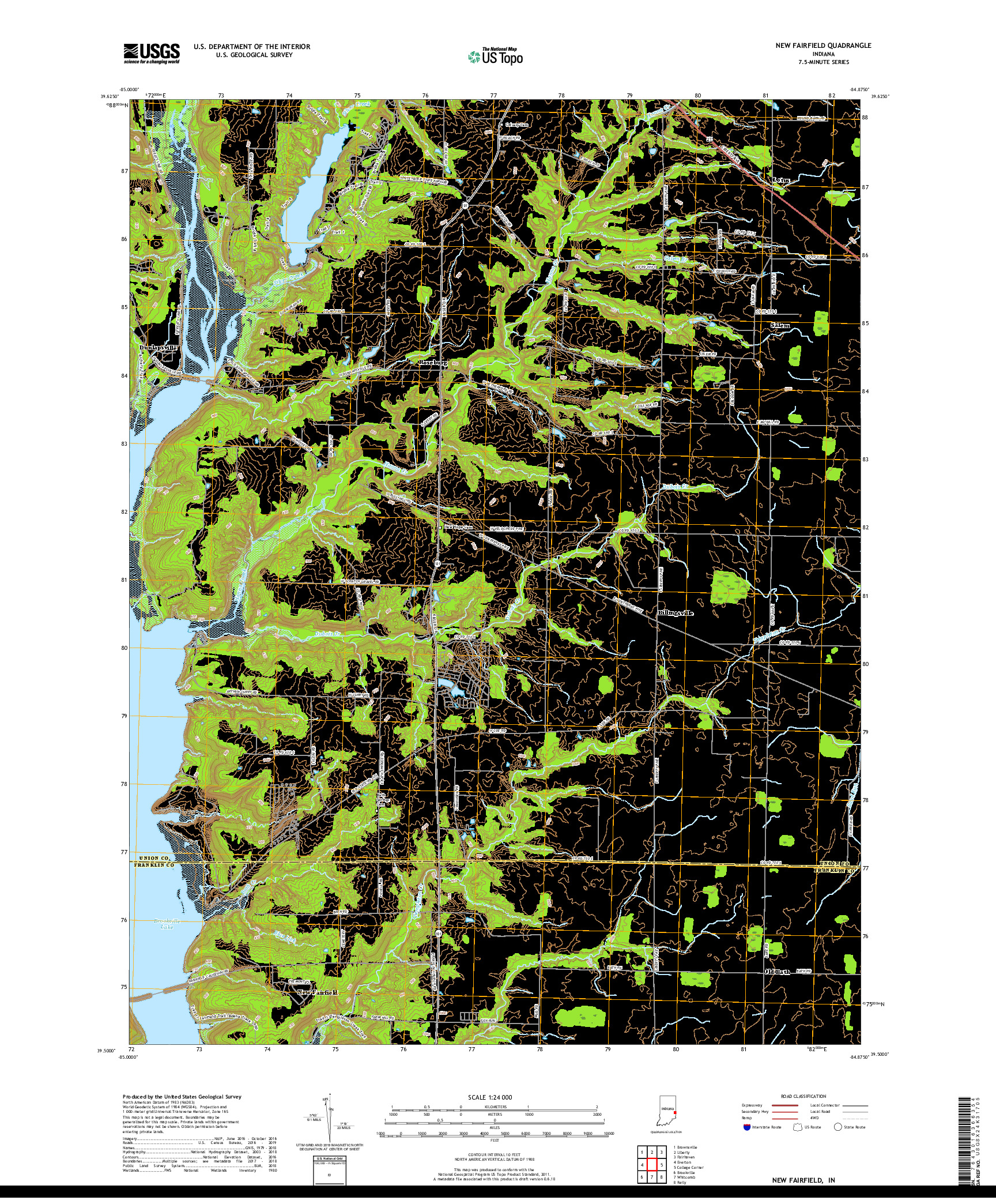 USGS US TOPO 7.5-MINUTE MAP FOR NEW FAIRFIELD, IN 2019