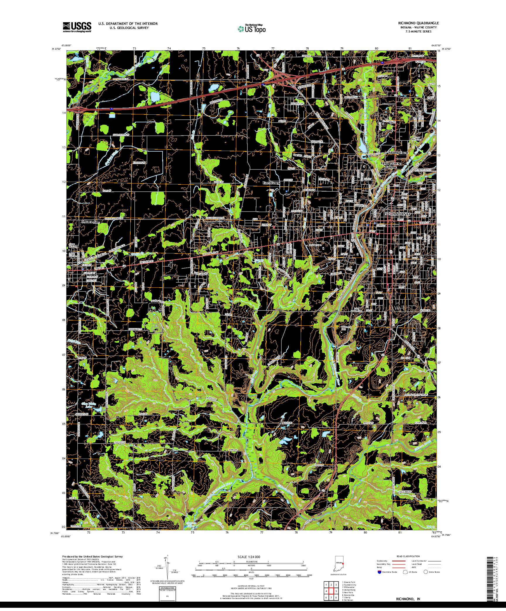 USGS US TOPO 7.5-MINUTE MAP FOR RICHMOND, IN 2019