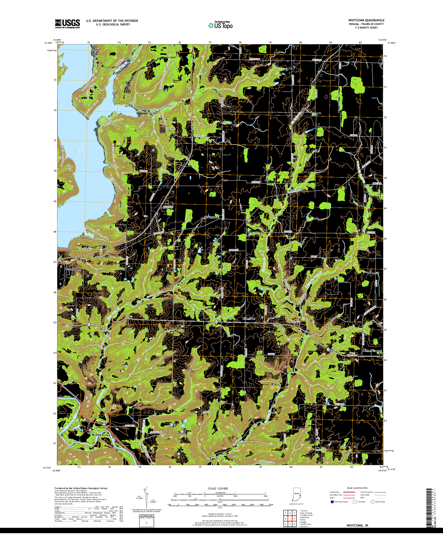 USGS US TOPO 7.5-MINUTE MAP FOR WHITCOMB, IN 2019