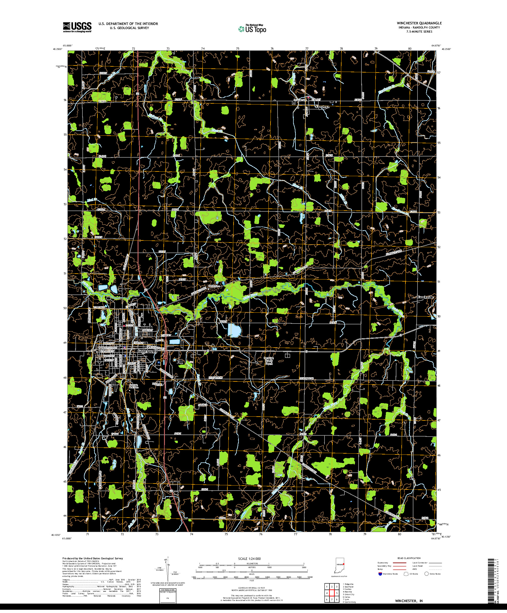 USGS US TOPO 7.5-MINUTE MAP FOR WINCHESTER, IN 2019