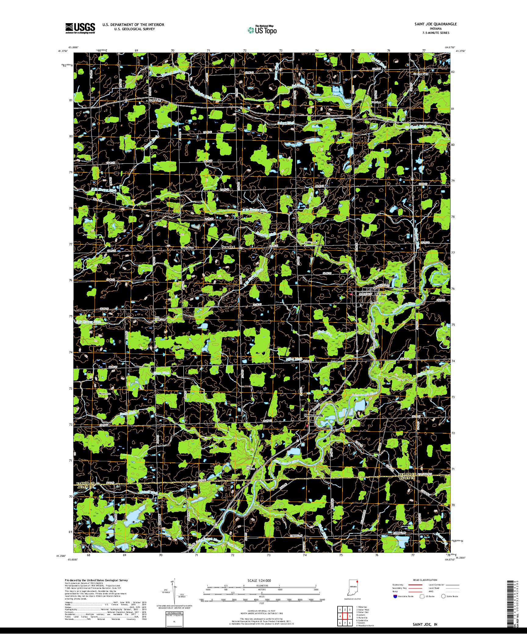 USGS US TOPO 7.5-MINUTE MAP FOR SAINT JOE, IN 2019