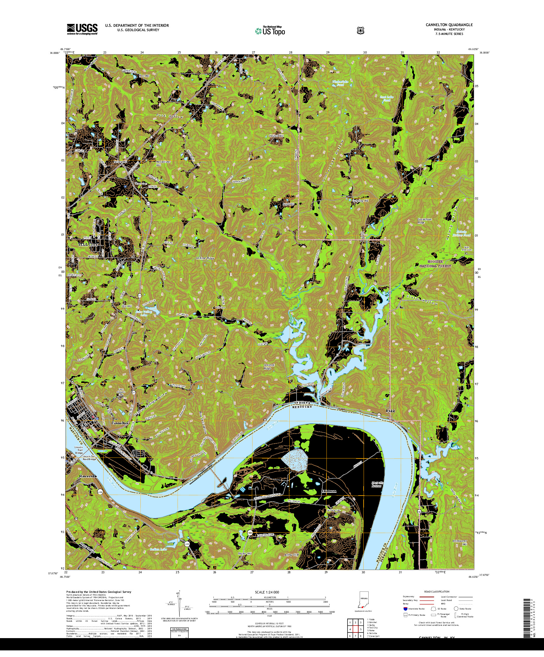 USGS US TOPO 7.5-MINUTE MAP FOR CANNELTON, IN,KY 2019