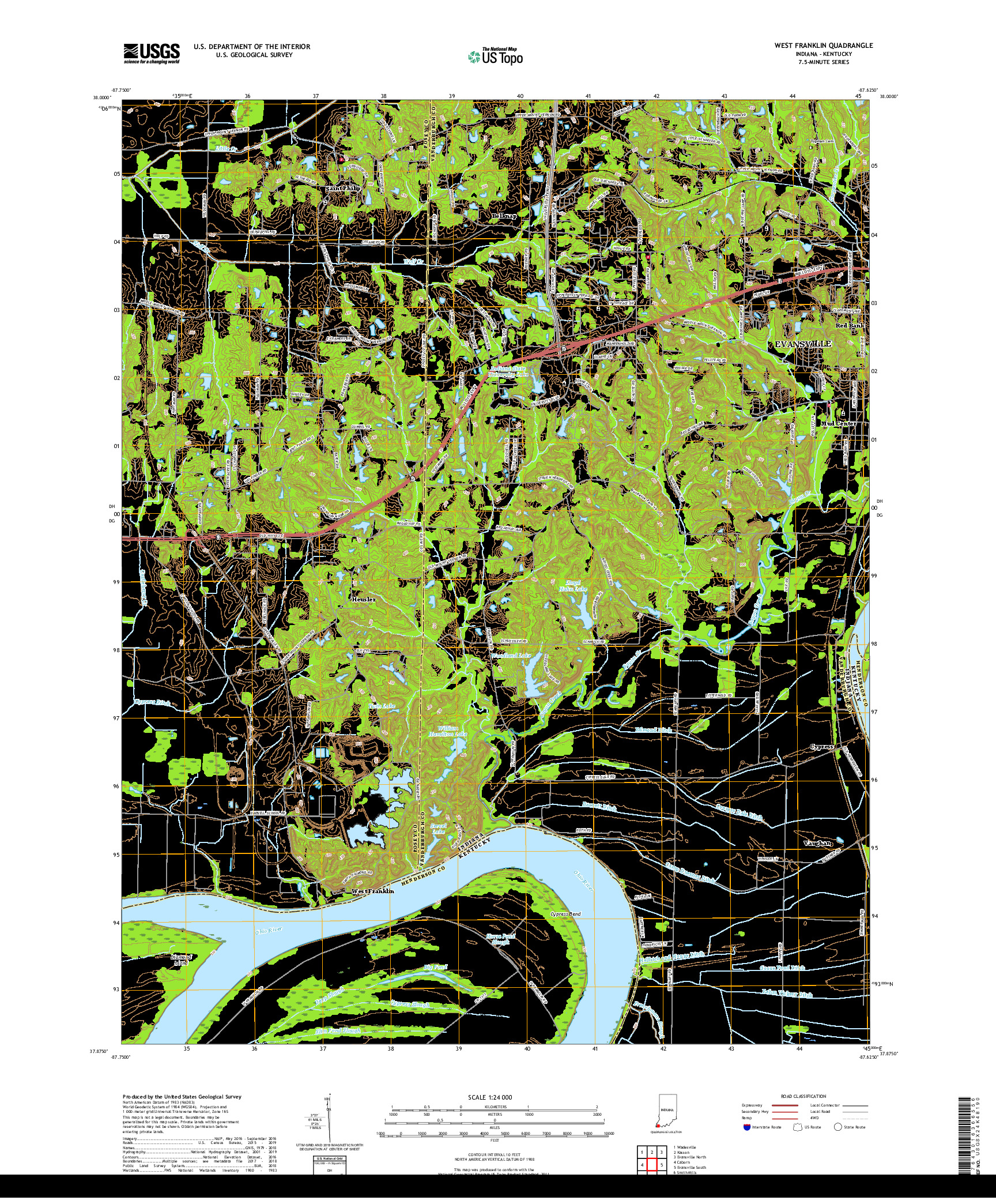 USGS US TOPO 7.5-MINUTE MAP FOR WEST FRANKLIN, IN,KY 2019