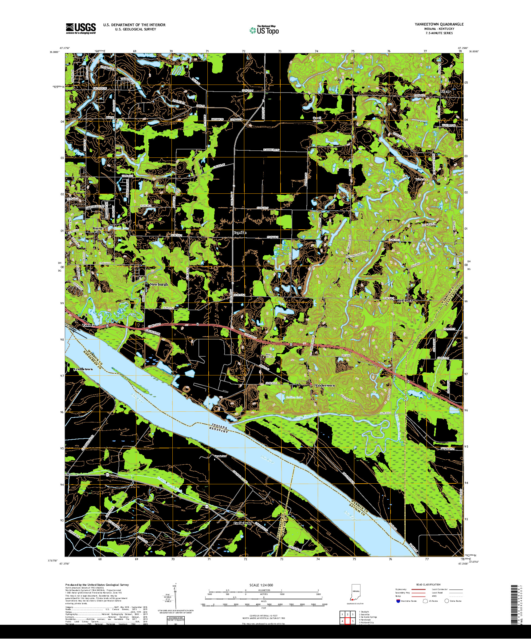 USGS US TOPO 7.5-MINUTE MAP FOR YANKEETOWN, IN,KY 2019