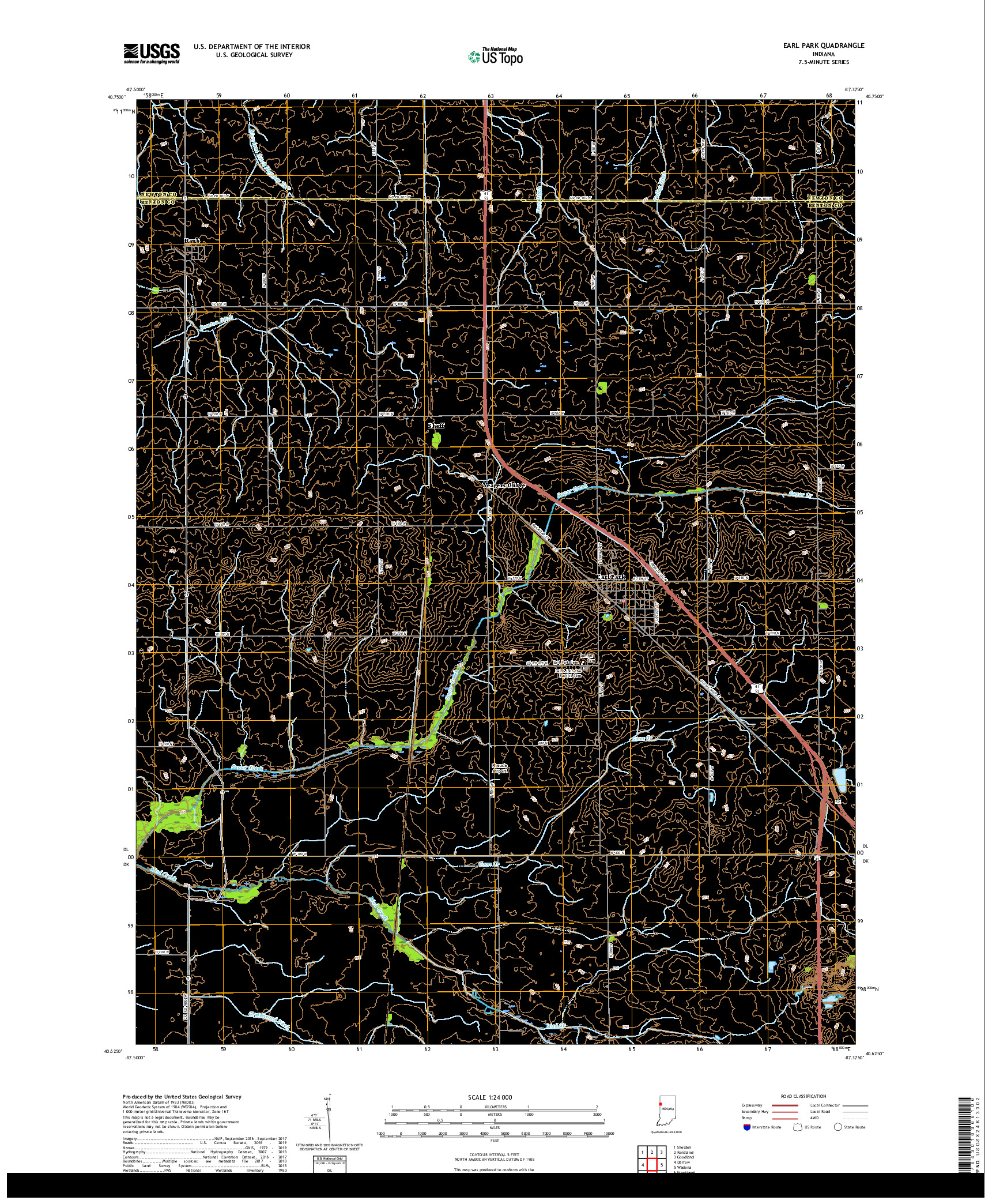 USGS US TOPO 7.5-MINUTE MAP FOR EARL PARK, IN 2019