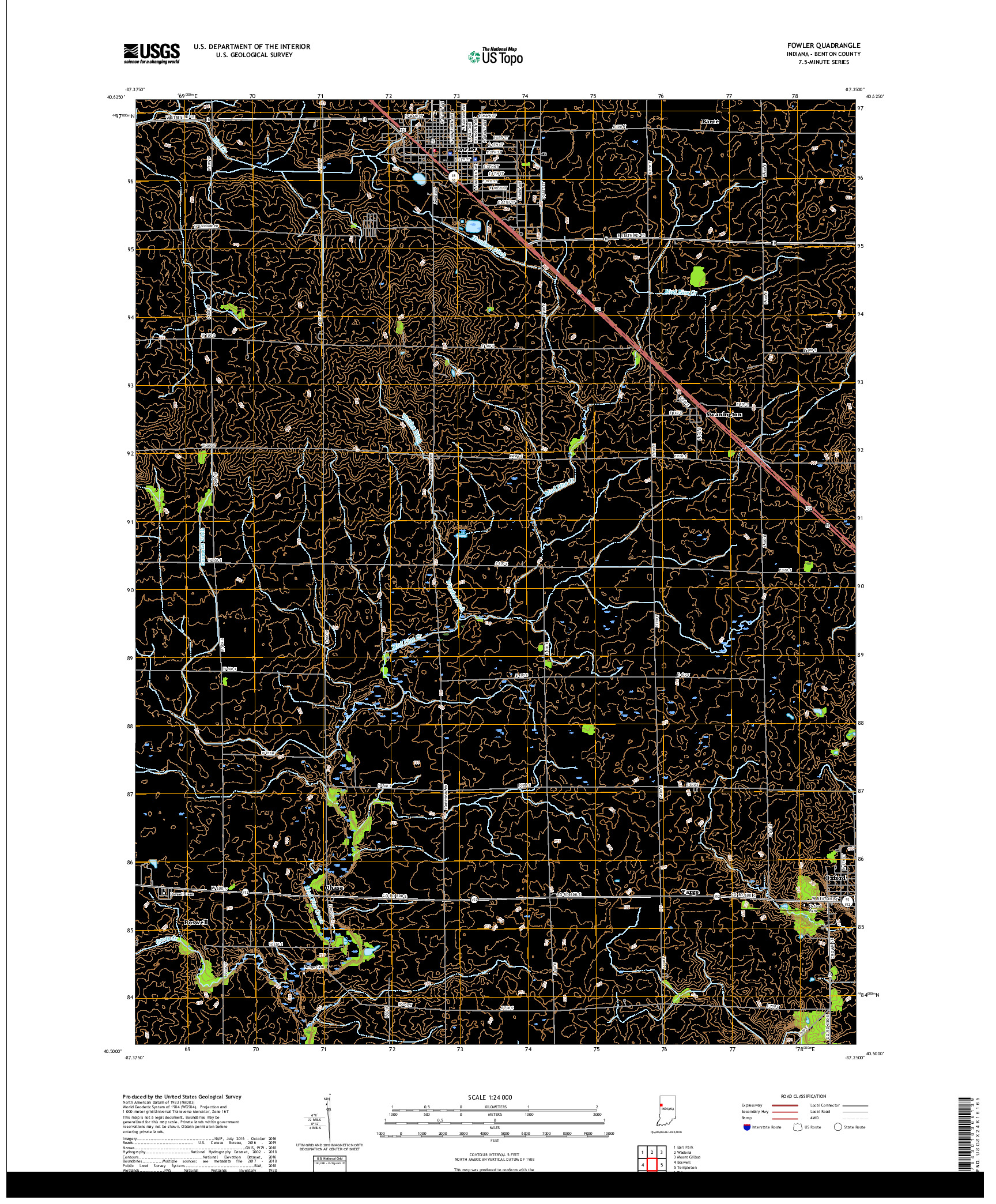 USGS US TOPO 7.5-MINUTE MAP FOR FOWLER, IN 2019