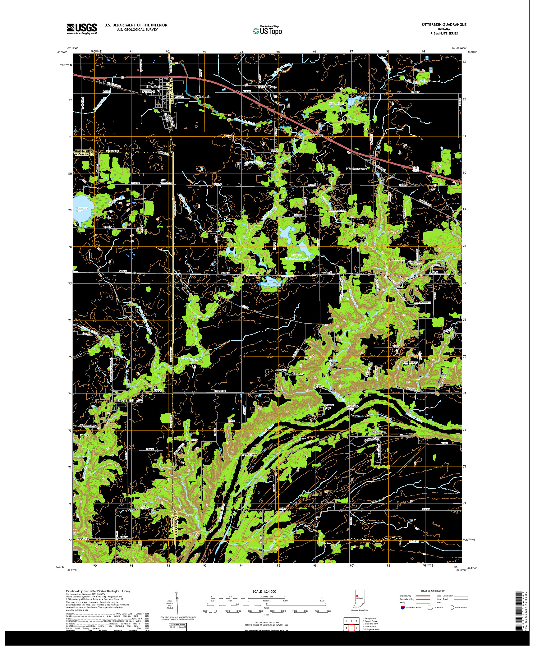 USGS US TOPO 7.5-MINUTE MAP FOR OTTERBEIN, IN 2019