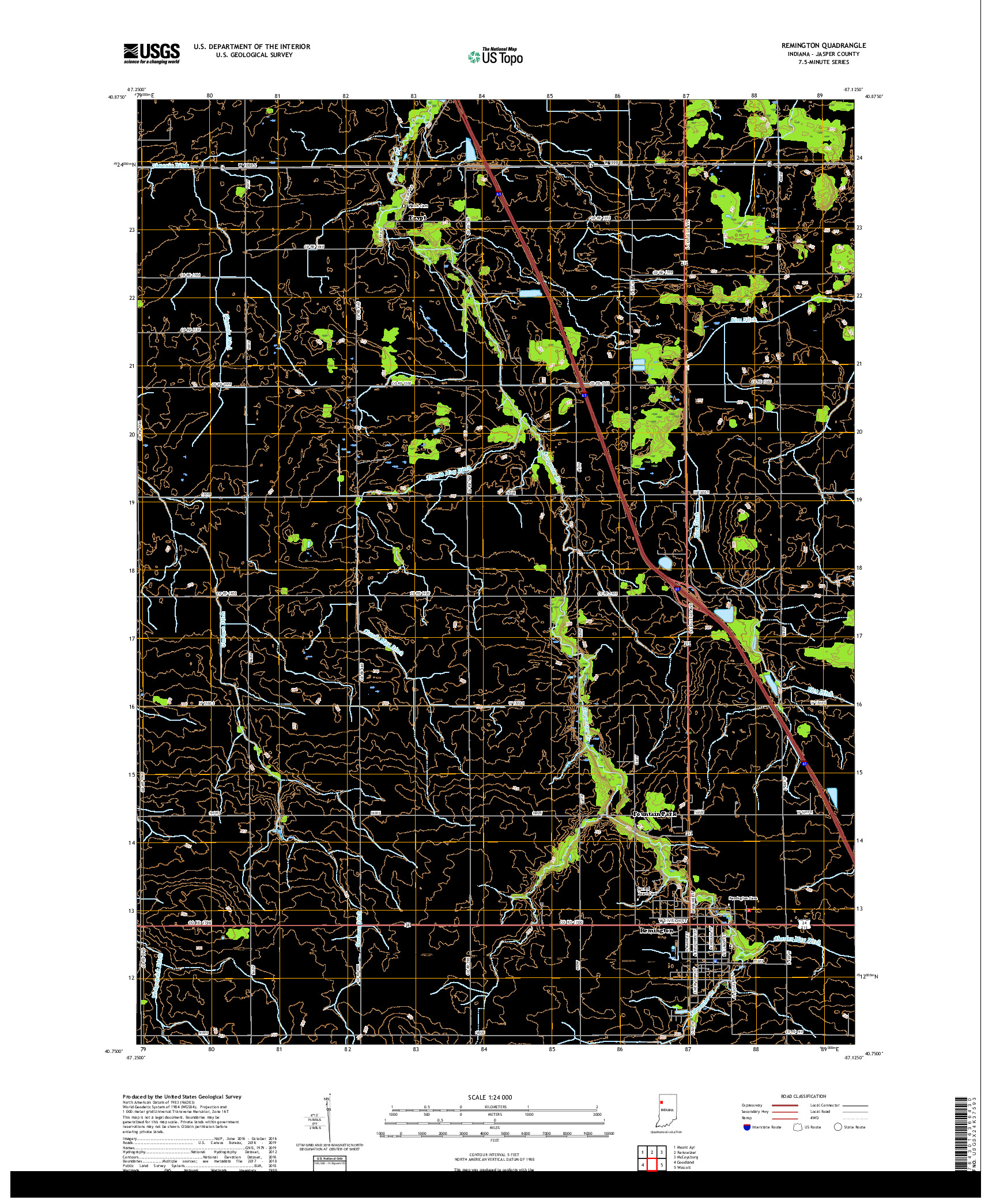 USGS US TOPO 7.5-MINUTE MAP FOR REMINGTON, IN 2019