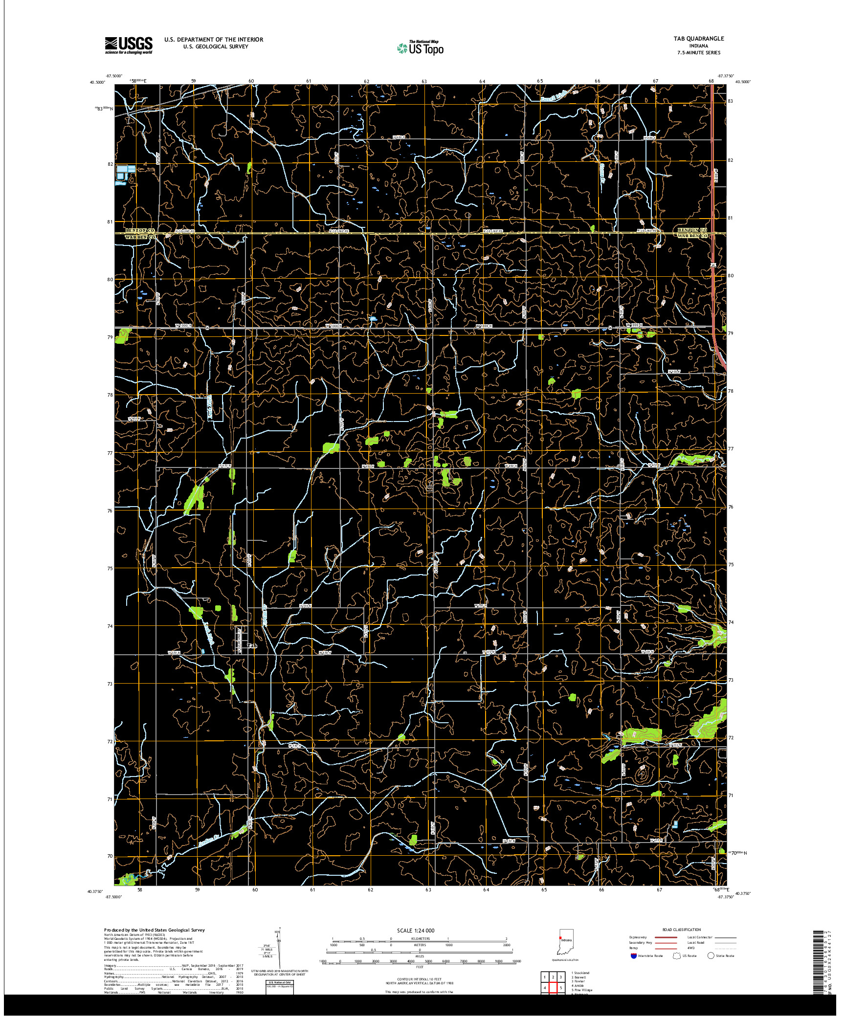 USGS US TOPO 7.5-MINUTE MAP FOR TAB, IN 2019