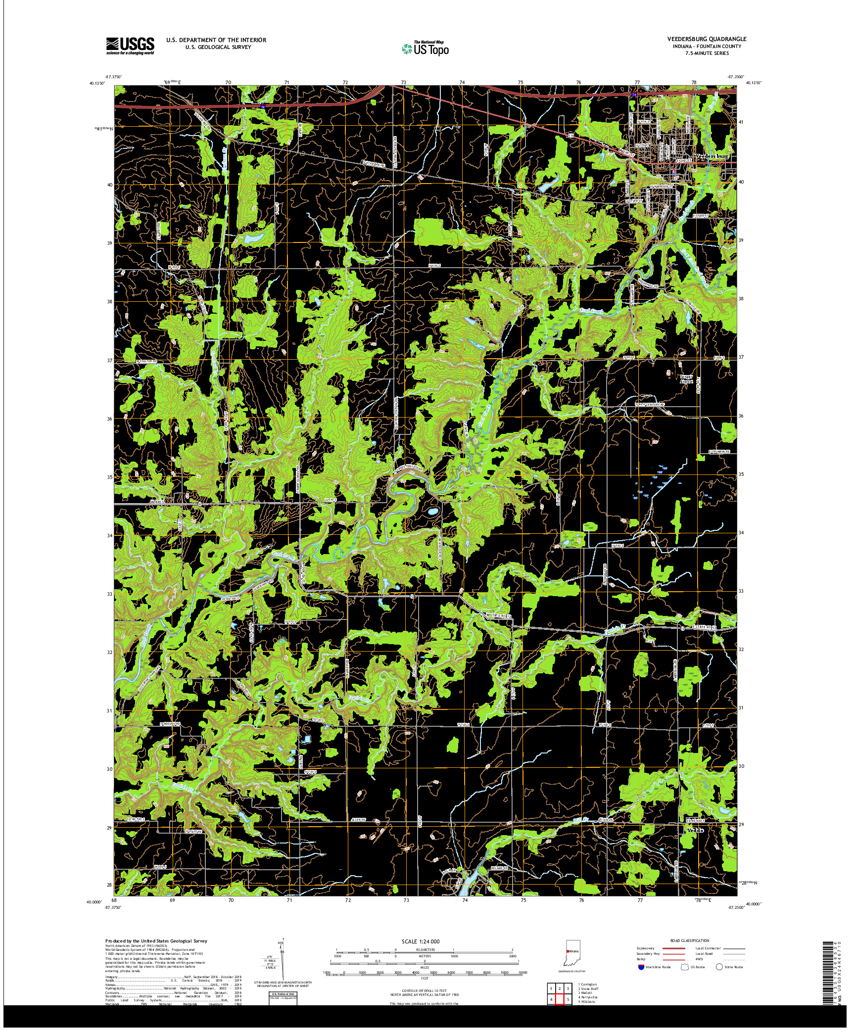 USGS US TOPO 7.5-MINUTE MAP FOR VEEDERSBURG, IN 2019