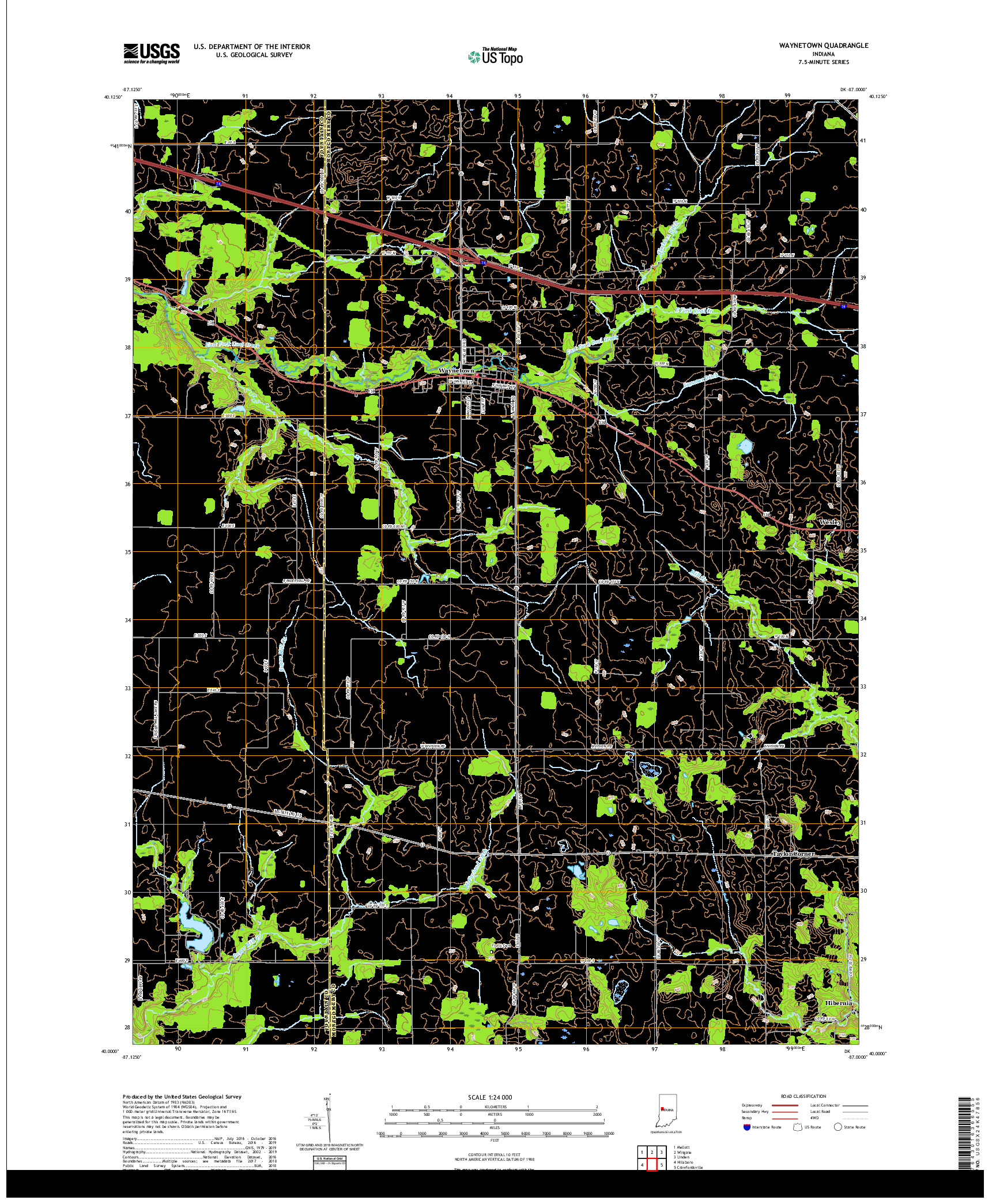 USGS US TOPO 7.5-MINUTE MAP FOR WAYNETOWN, IN 2019