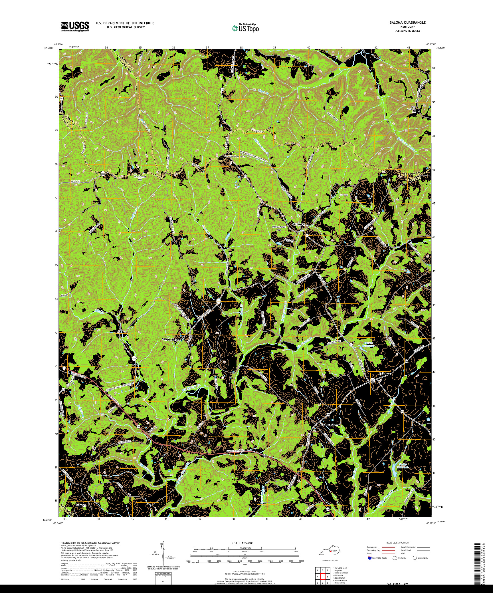 USGS US TOPO 7.5-MINUTE MAP FOR SALOMA, KY 2019