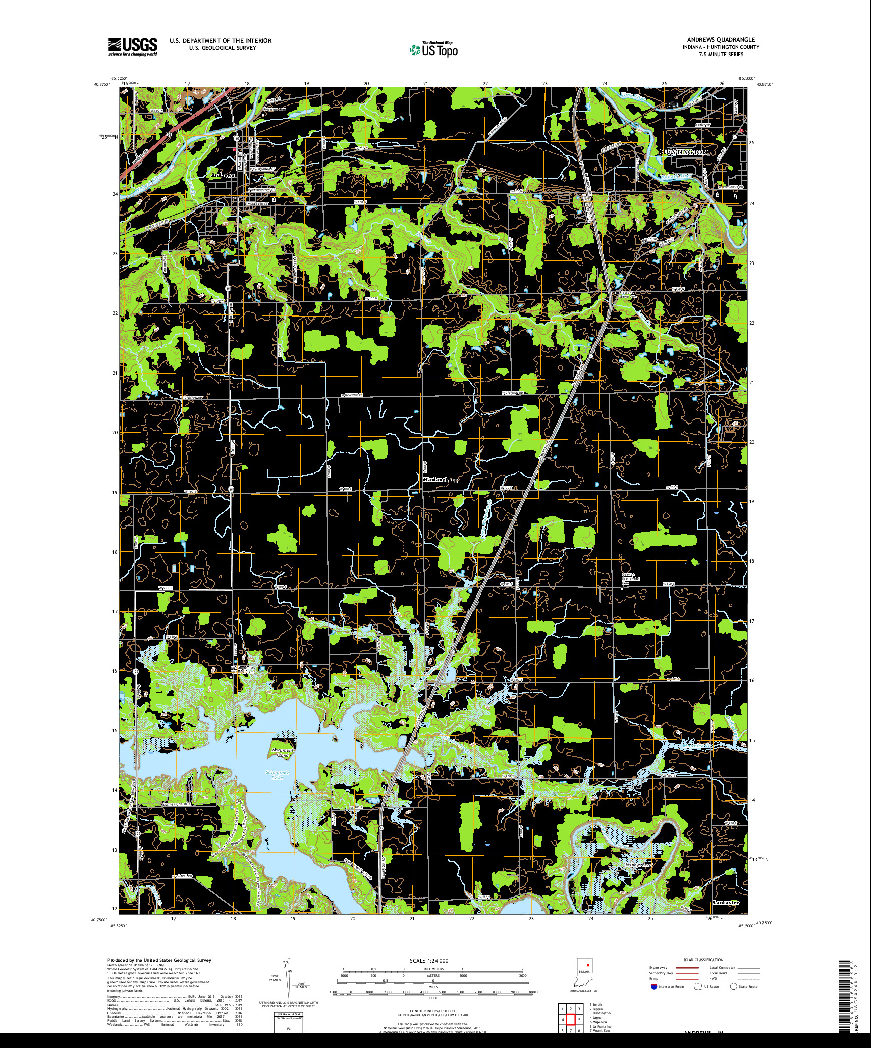 USGS US TOPO 7.5-MINUTE MAP FOR ANDREWS, IN 2019