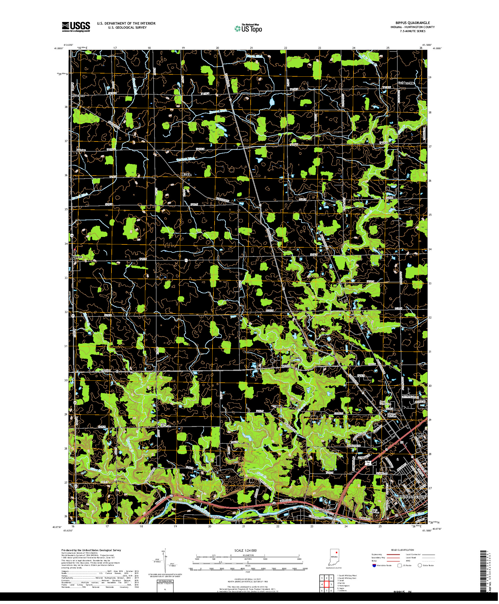 USGS US TOPO 7.5-MINUTE MAP FOR BIPPUS, IN 2019