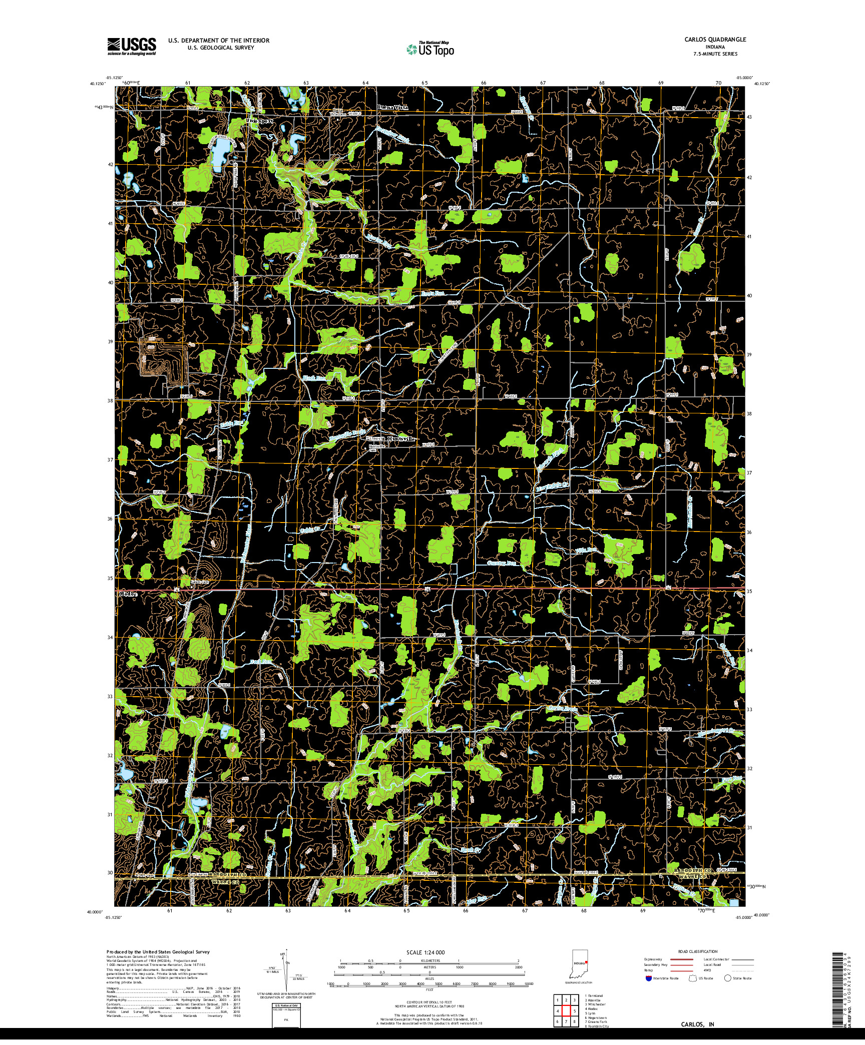 USGS US TOPO 7.5-MINUTE MAP FOR CARLOS, IN 2019