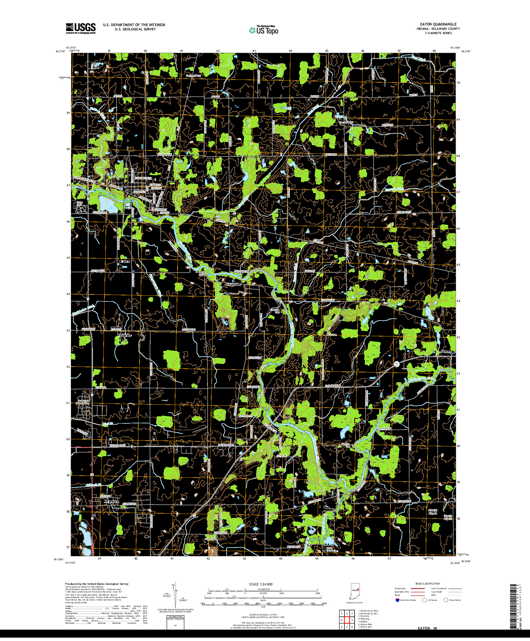 USGS US TOPO 7.5-MINUTE MAP FOR EATON, IN 2019