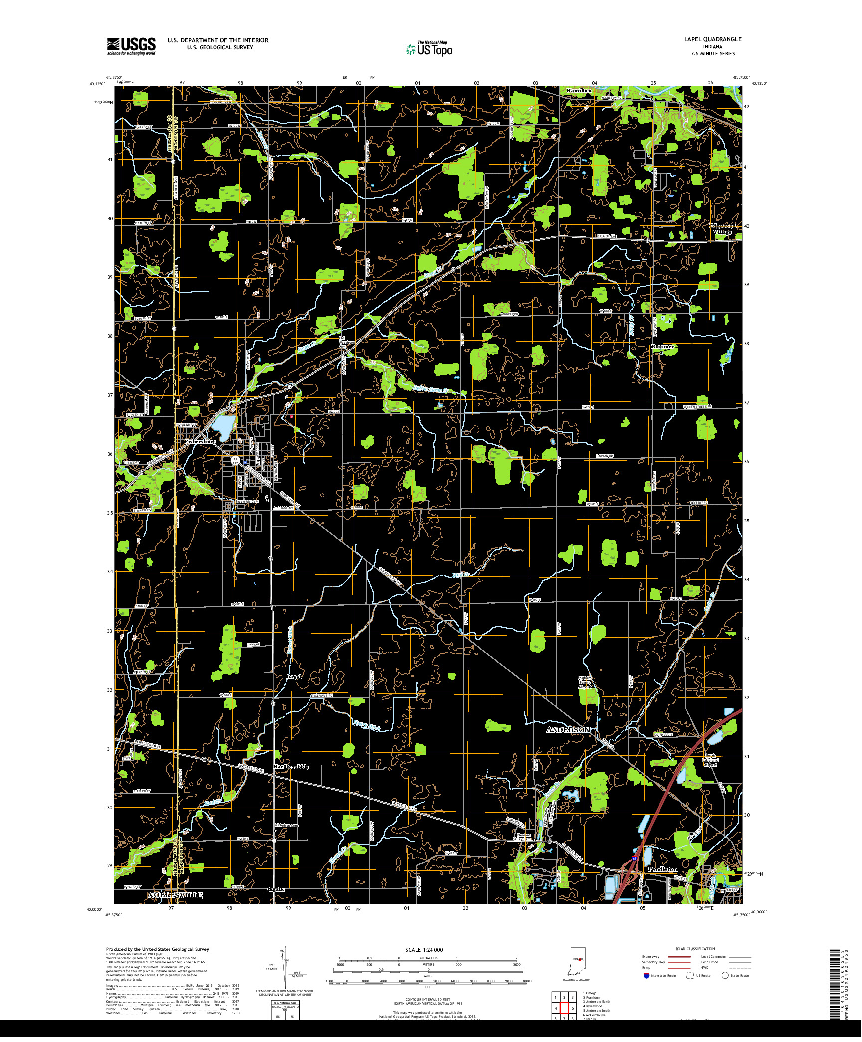 USGS US TOPO 7.5-MINUTE MAP FOR LAPEL, IN 2019