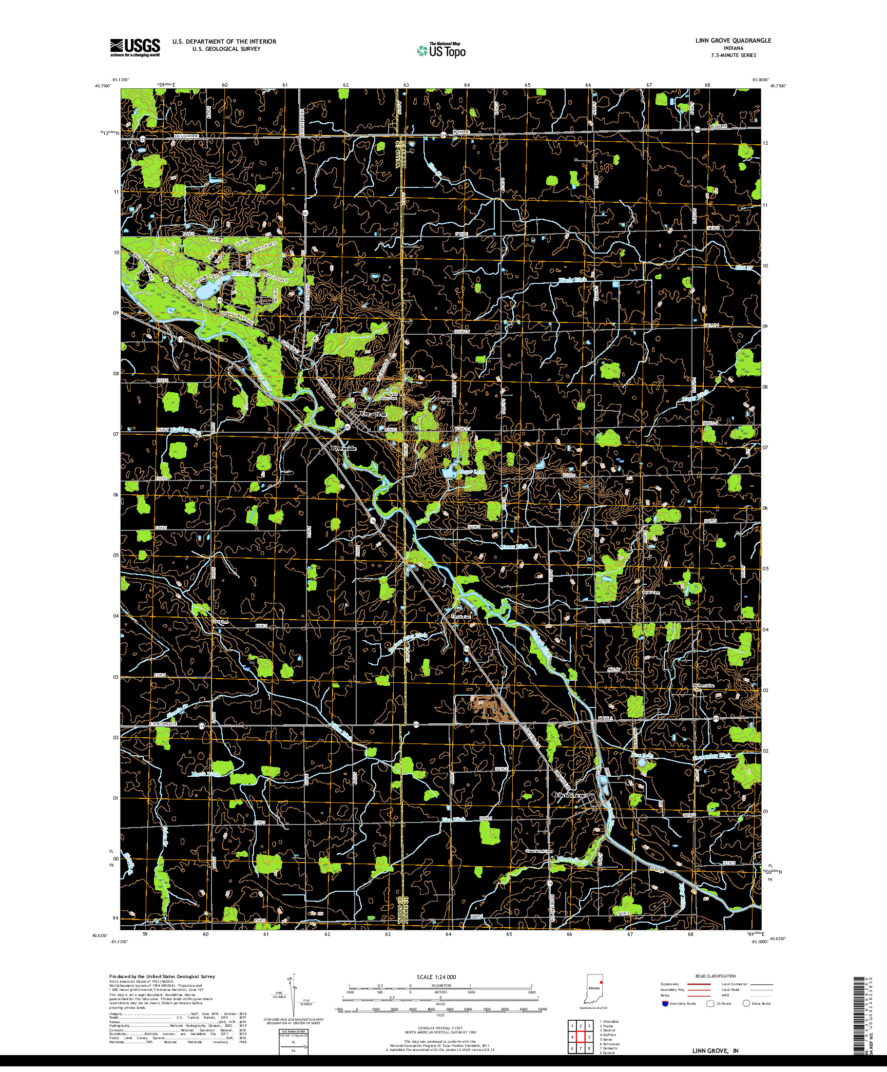 USGS US TOPO 7.5-MINUTE MAP FOR LINN GROVE, IN 2019