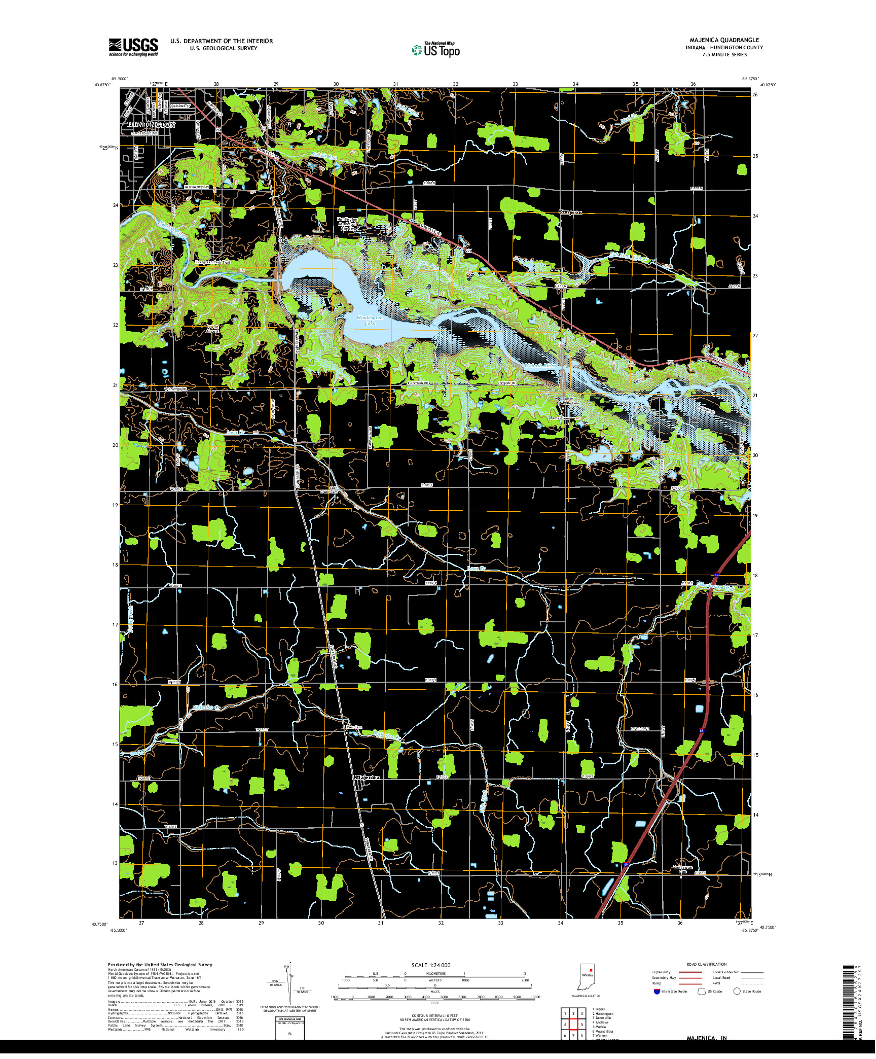 USGS US TOPO 7.5-MINUTE MAP FOR MAJENICA, IN 2019