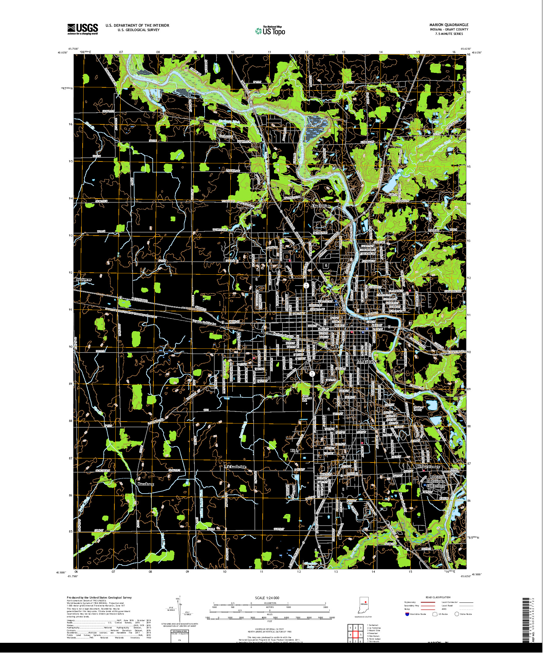 USGS US TOPO 7.5-MINUTE MAP FOR MARION, IN 2019