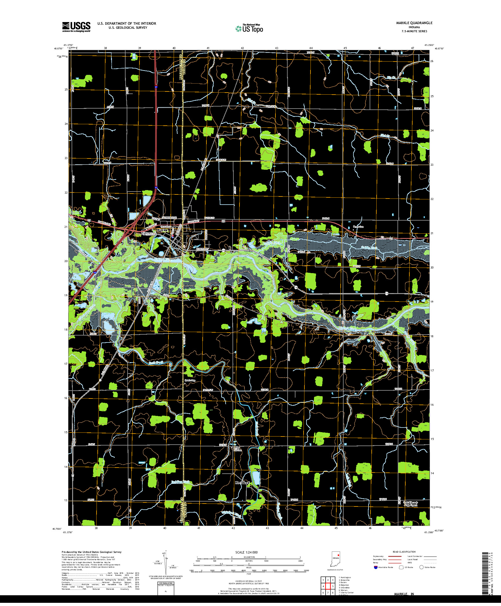 USGS US TOPO 7.5-MINUTE MAP FOR MARKLE, IN 2019