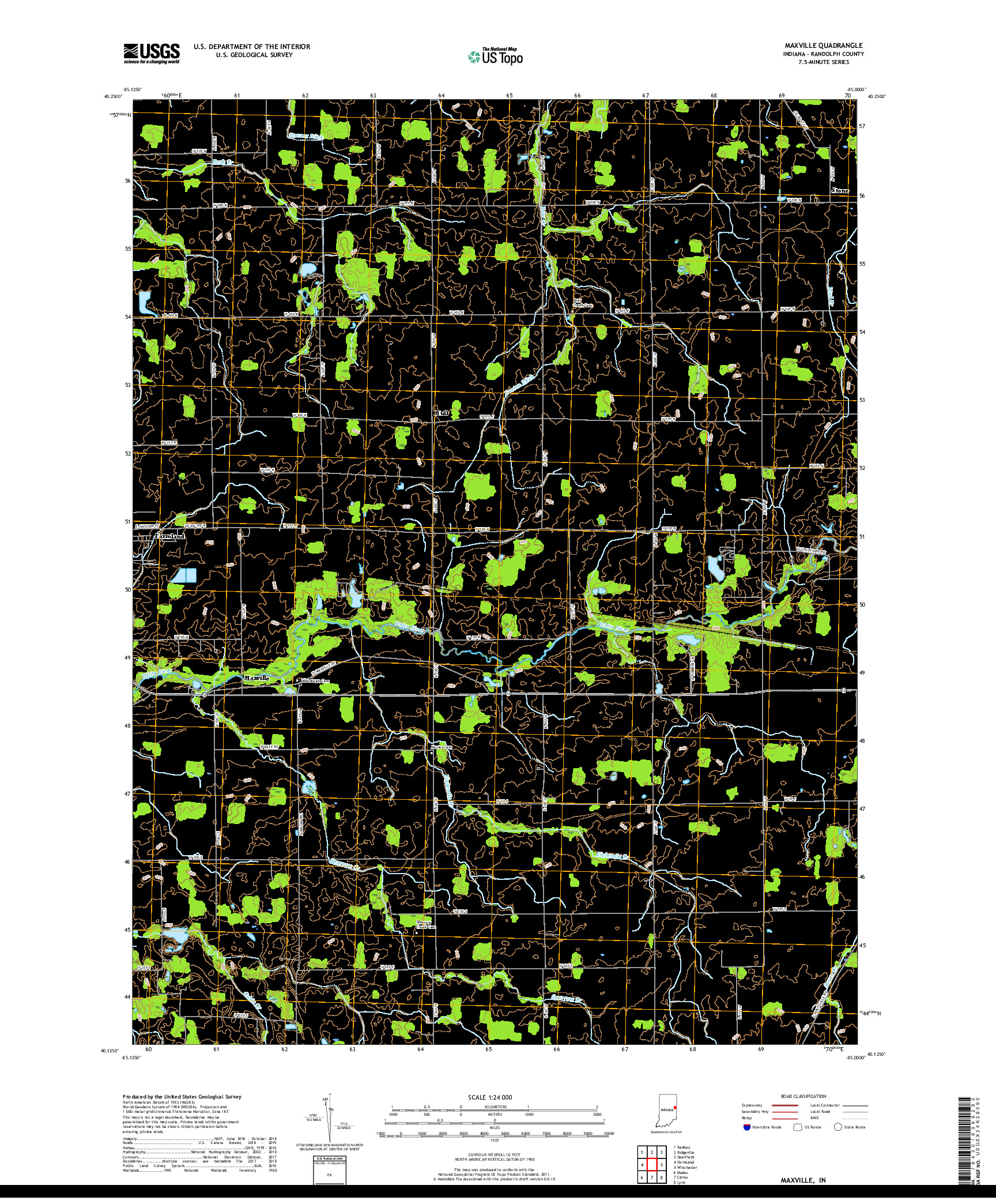 USGS US TOPO 7.5-MINUTE MAP FOR MAXVILLE, IN 2019