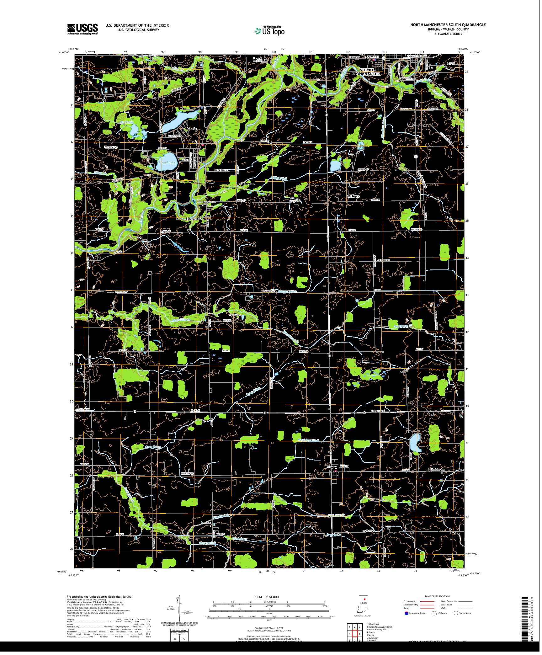 USGS US TOPO 7.5-MINUTE MAP FOR NORTH MANCHESTER SOUTH, IN 2019