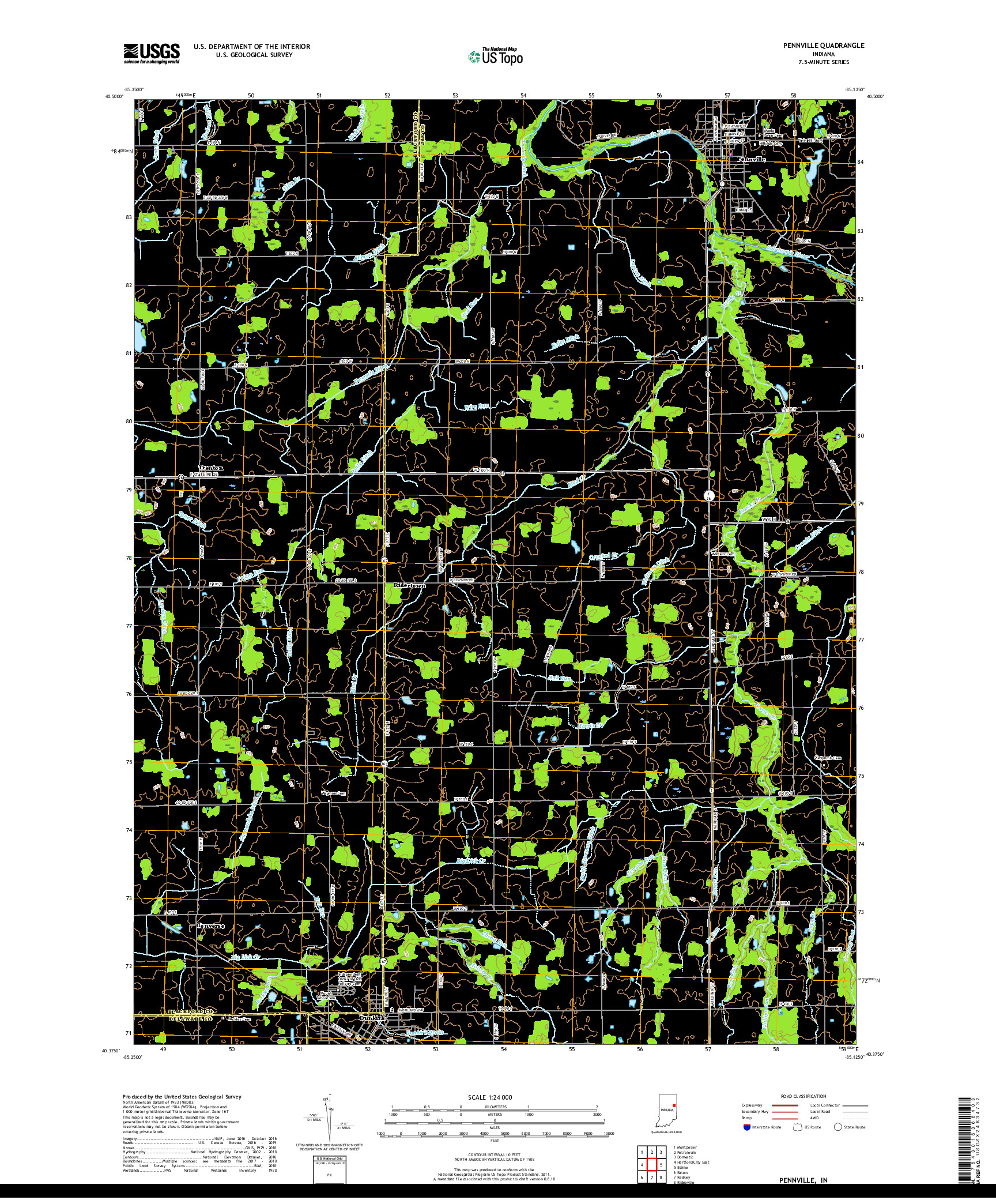 USGS US TOPO 7.5-MINUTE MAP FOR PENNVILLE, IN 2019