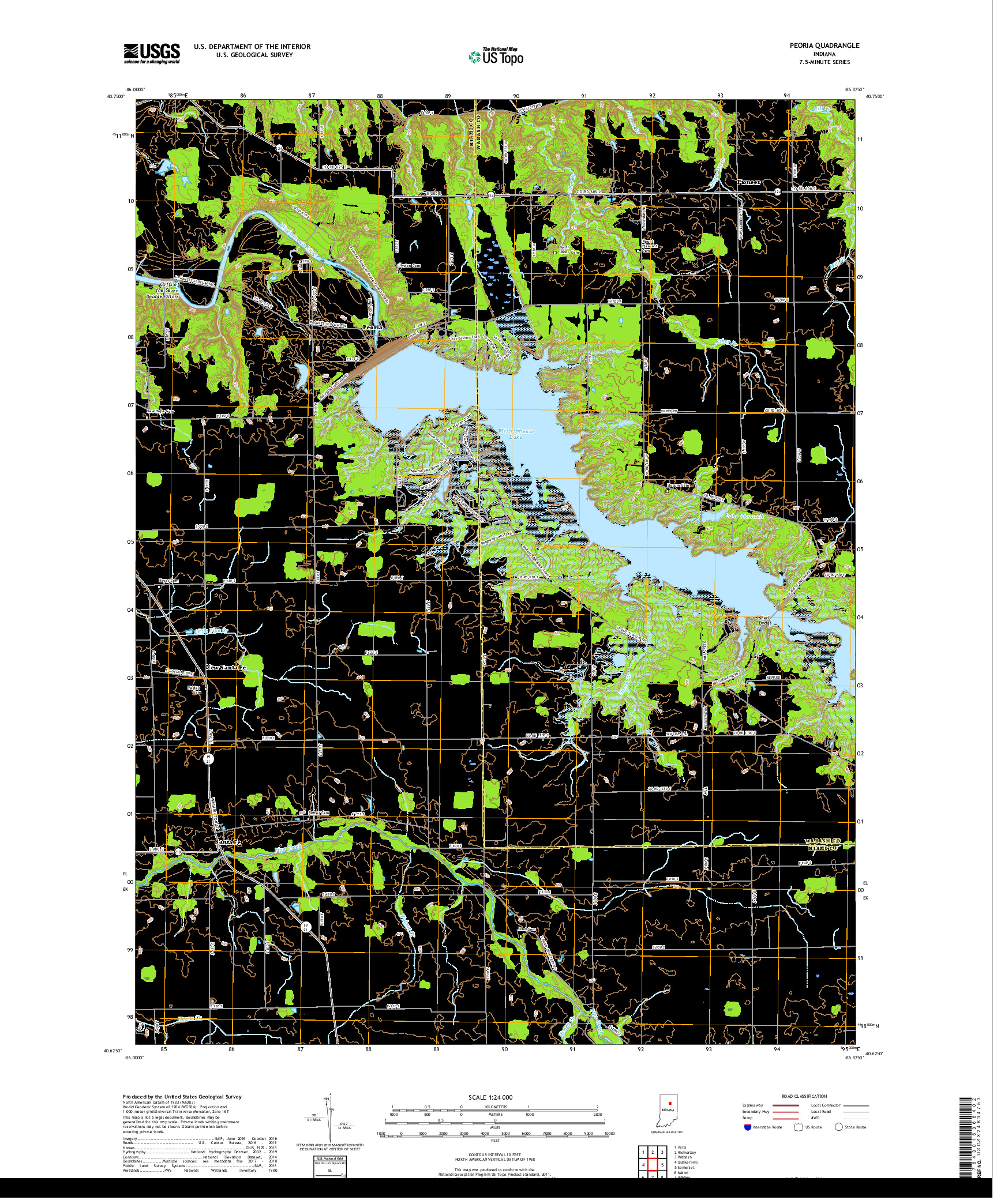 USGS US TOPO 7.5-MINUTE MAP FOR PEORIA, IN 2019