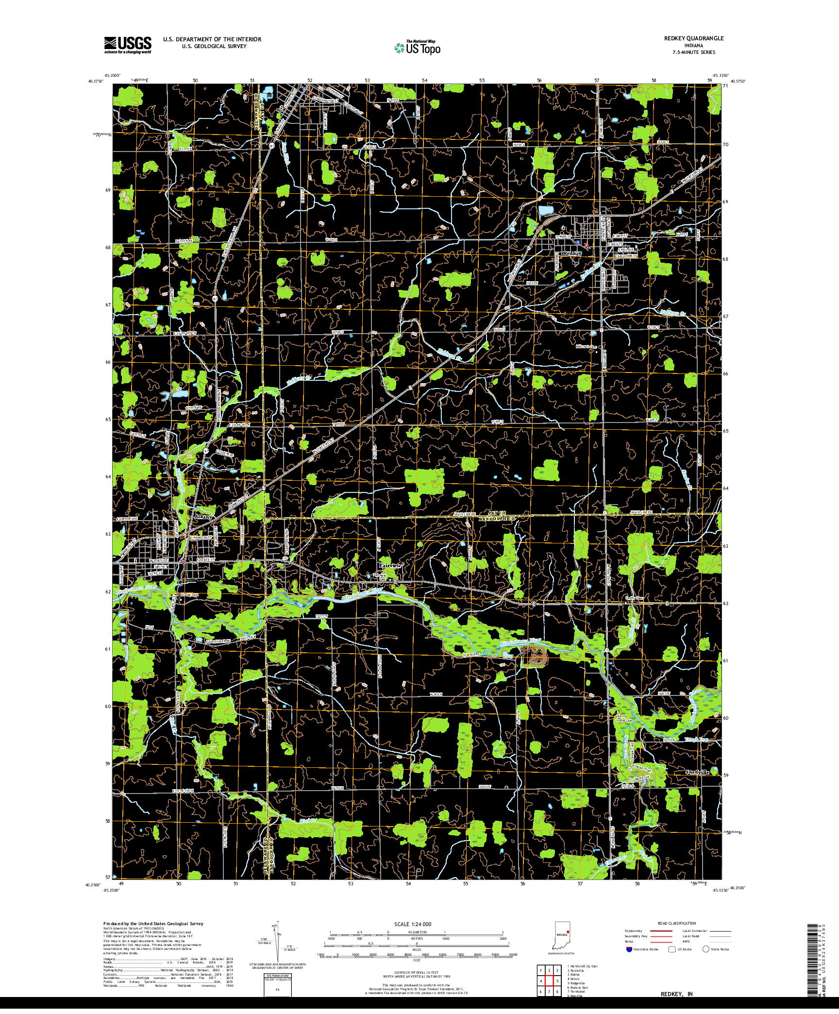 USGS US TOPO 7.5-MINUTE MAP FOR REDKEY, IN 2019