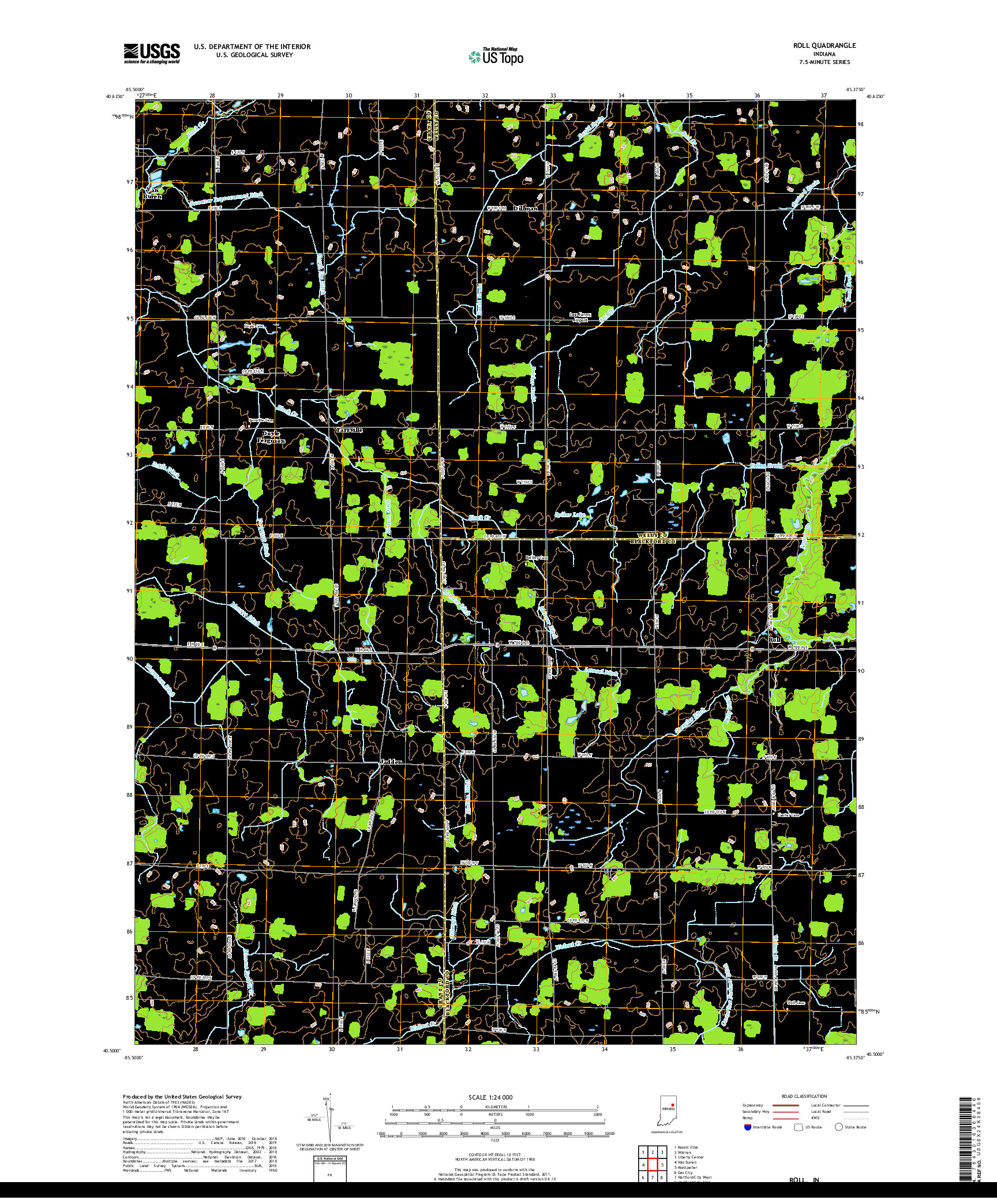 USGS US TOPO 7.5-MINUTE MAP FOR ROLL, IN 2019