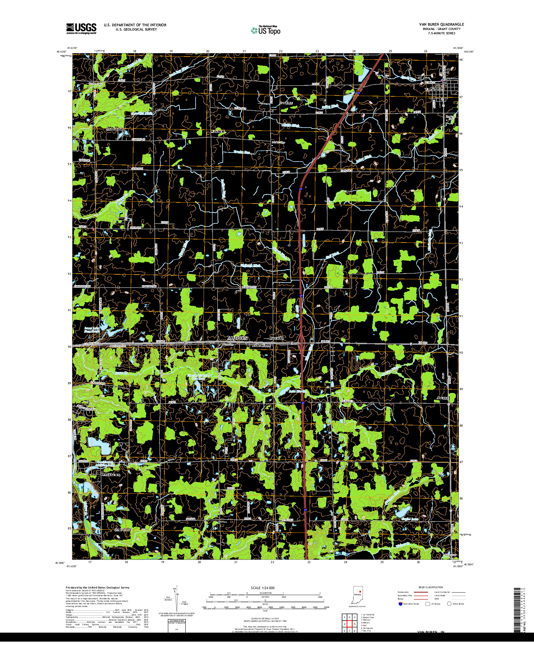 USGS US TOPO 7.5-MINUTE MAP FOR VAN BUREN, IN 2019